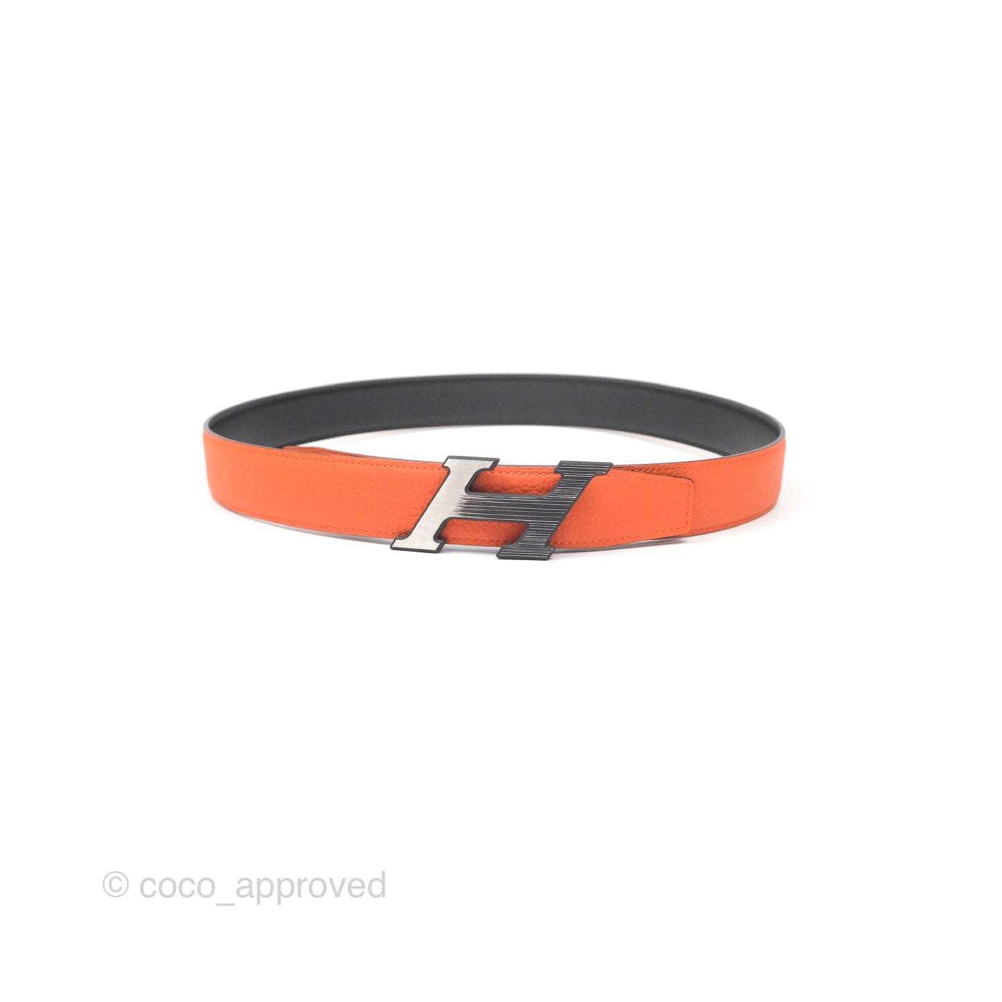 Hermès H Speed Belt Buckle & Reversible Leather Strap Black Silver Hardware 32mm