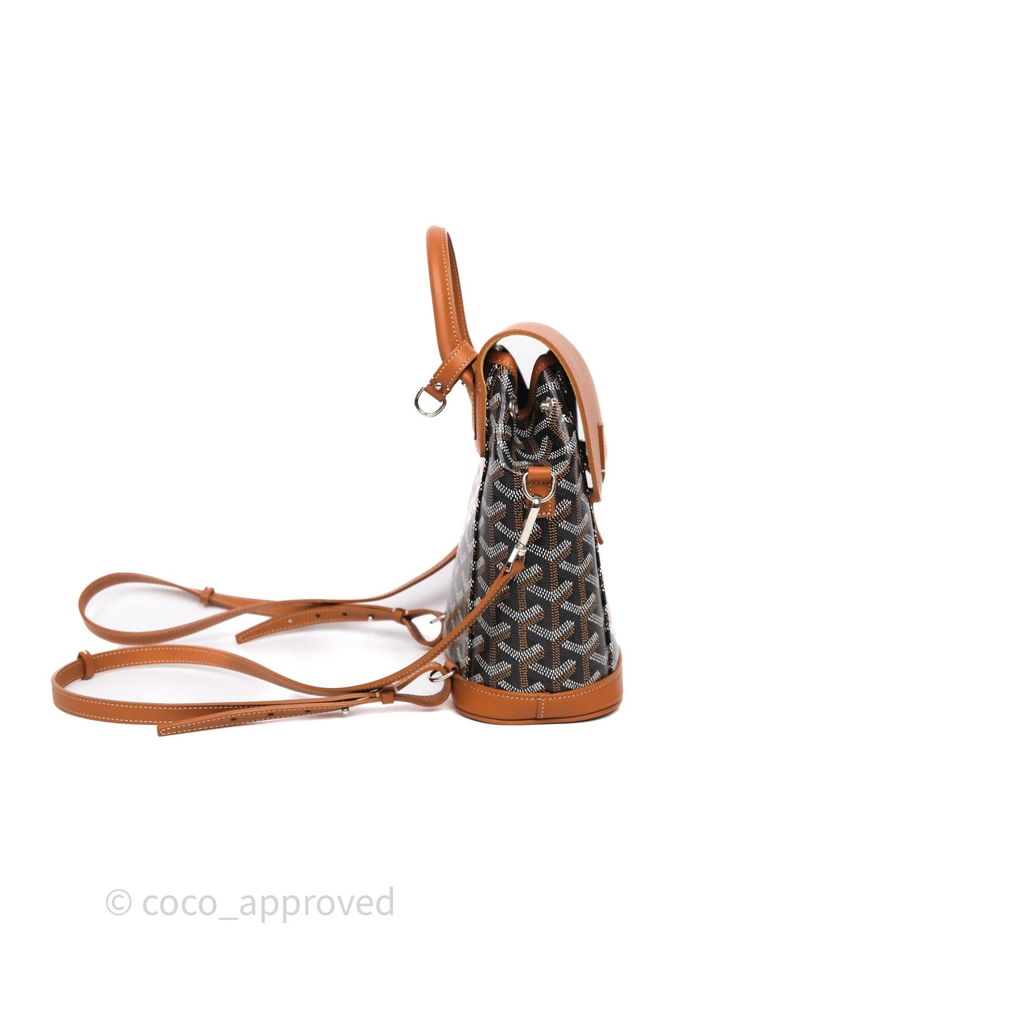 Goyard Mini Alpin Backpack Black/ Tan  Goyardine Calfskin