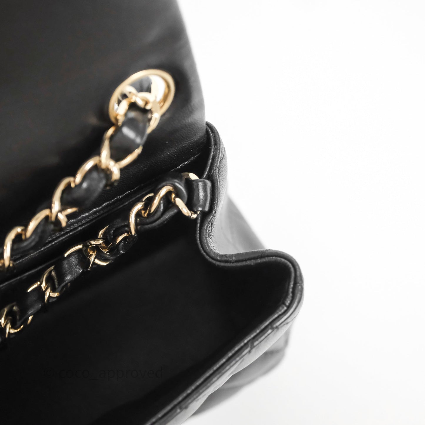 Chanel Mini Square Quilted Black Lambskin Gold Hardware