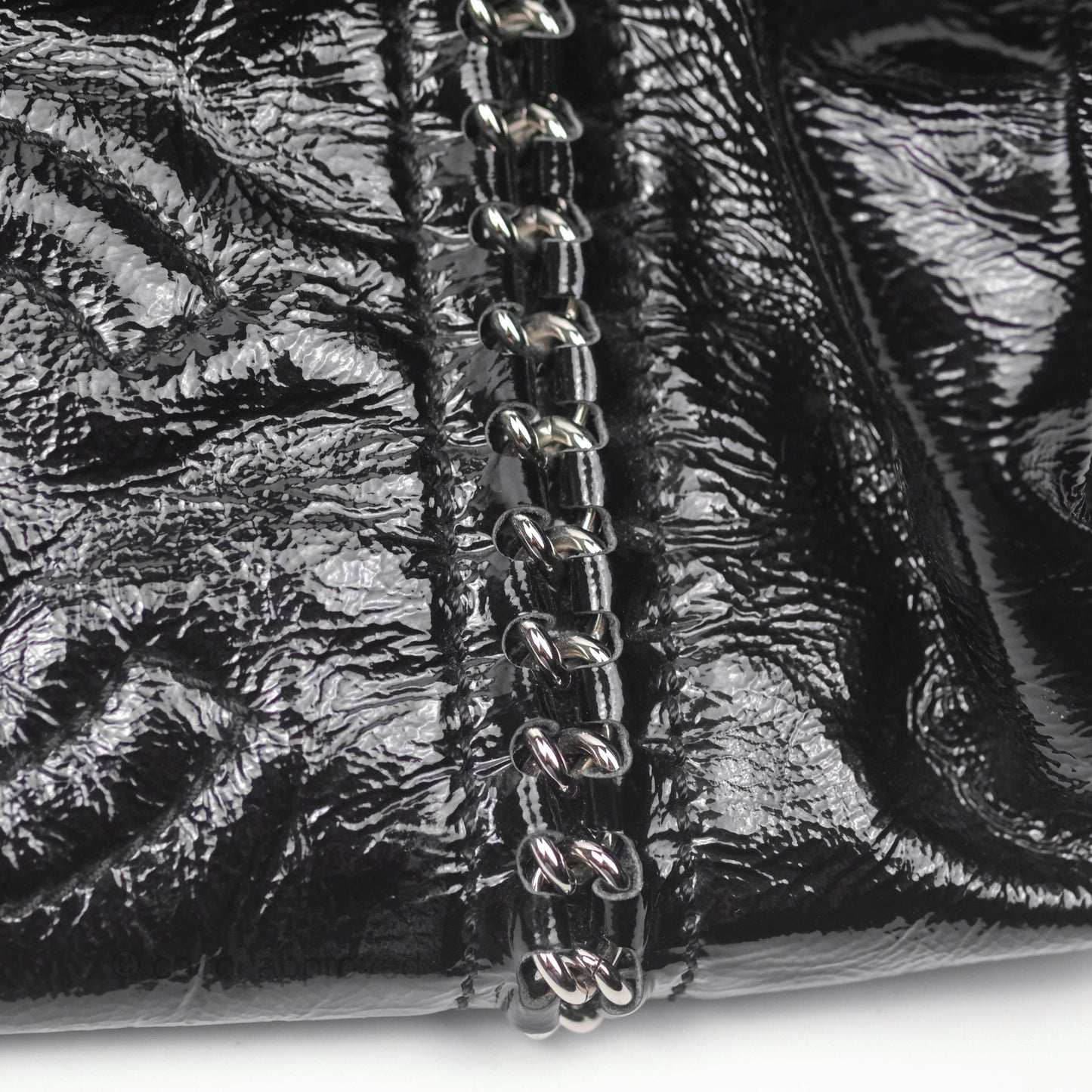 Chanel Bowling Tote Bag Black Glazed Calfskin Silver Hardware