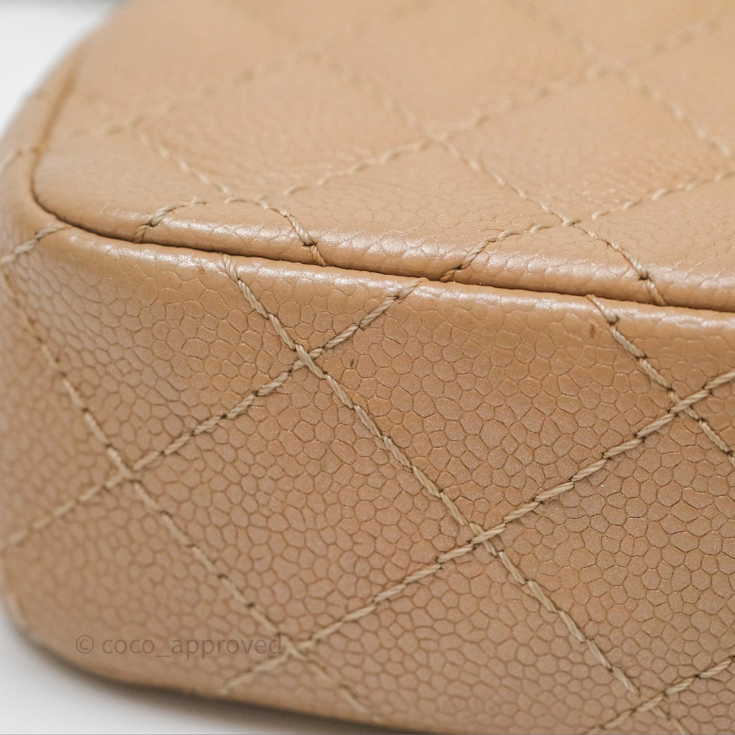 Chanel Quilted Extra Mini Rectangular Flap Beige Caviar Matt Silver Hardware
