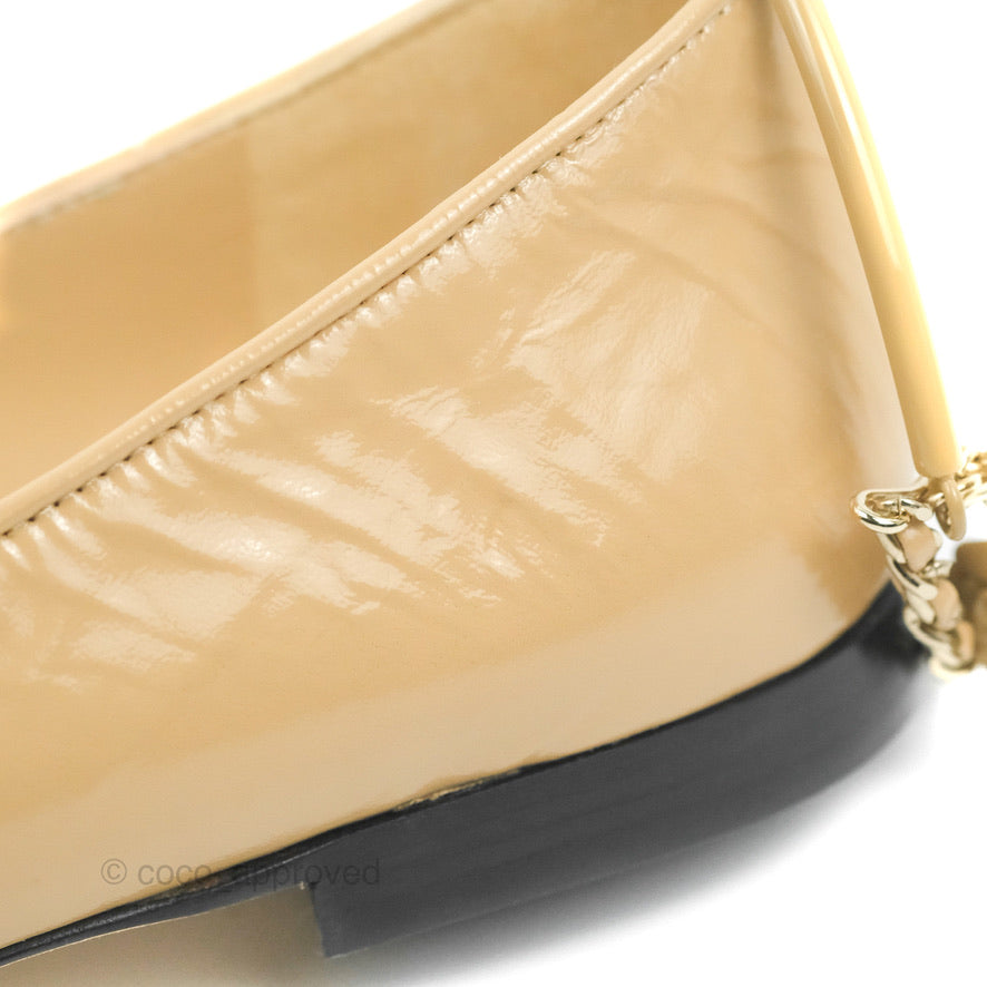 Chanel Cap Toe Ankle Chain Ballerina Flats Black/Beige