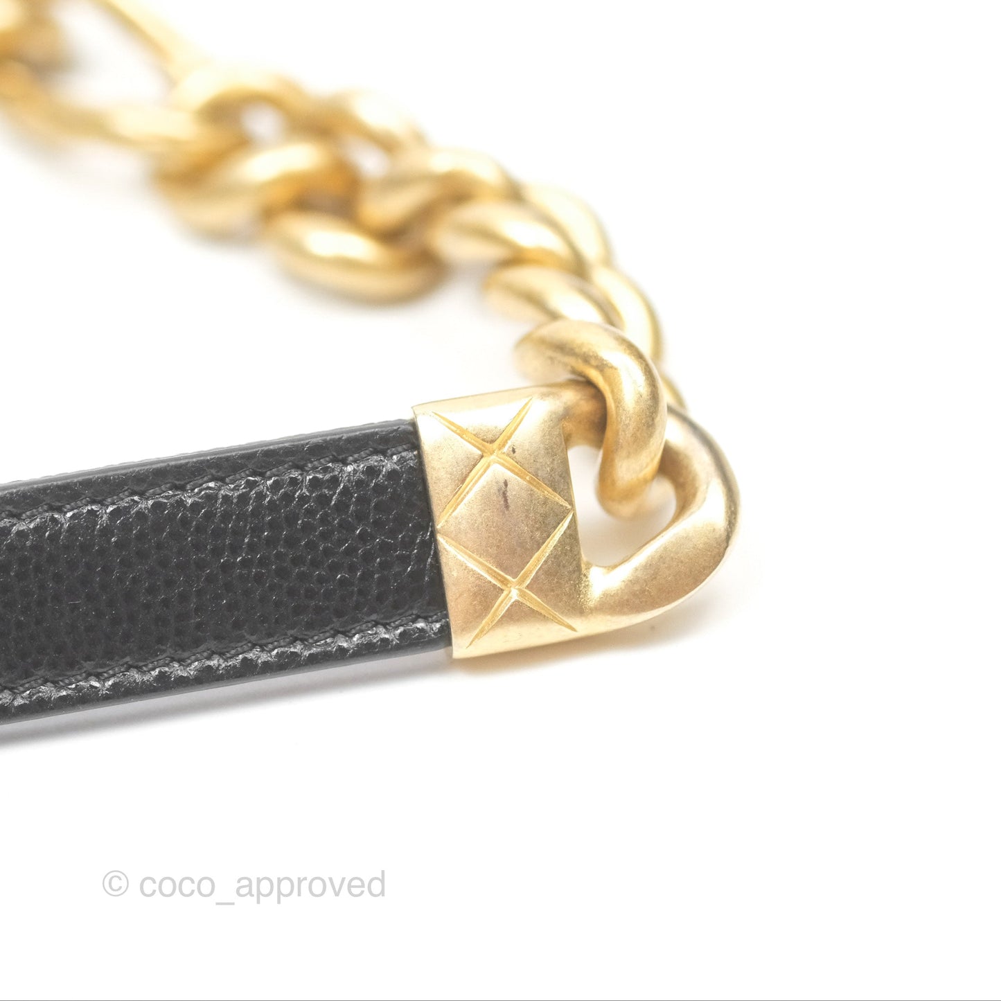 Chanel Bracelet On Chain Flap Bag Flat Quilted Black Caviar Aged Gold Hardware