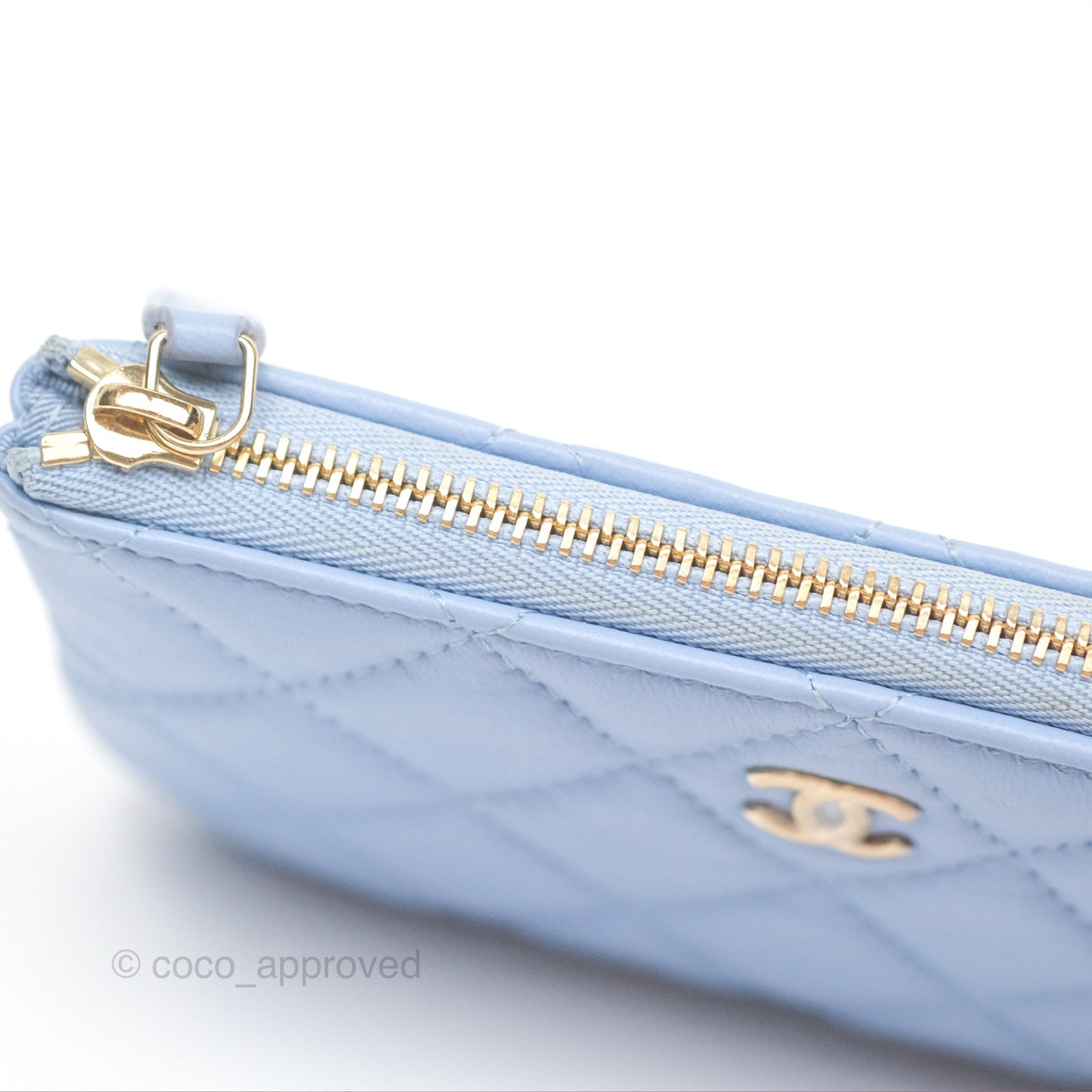 Chanel Quilted Mini O Case Blue Lambskin Gold Hardware
