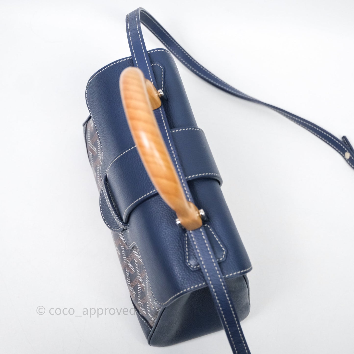 Goyard Saïgon Mini Bag Chevroches Calfskin Navy Silver Hardware
