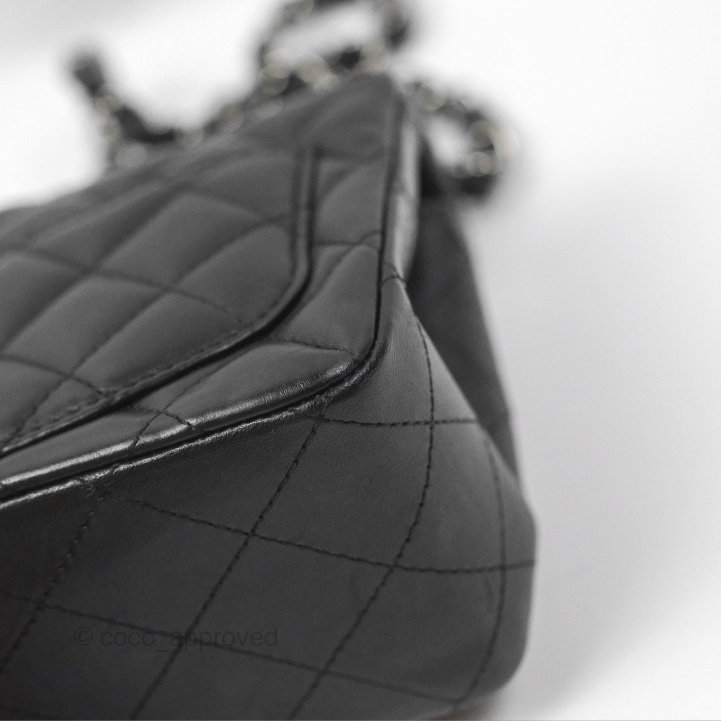 Chanel Mini Square Black Lambskin Dark Silver Hardware