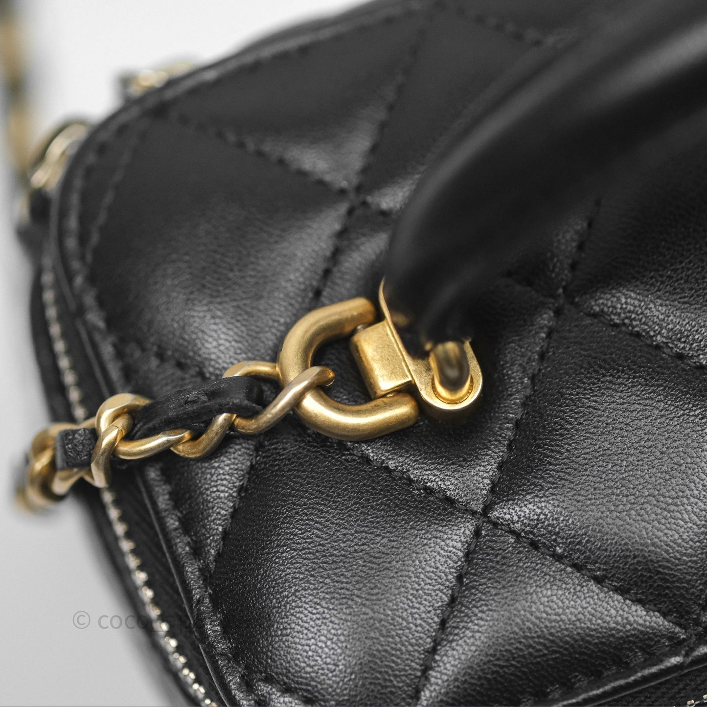Chanel Vanity Rectangular Top Handle Black Lambskin Aged Gold Hardware