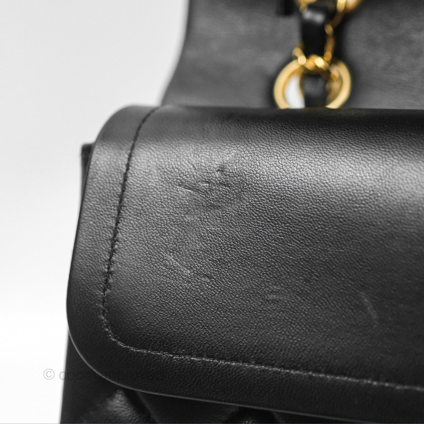 Chanel Classic M/L Medium Flap Quilted Black Lambskin Gold Hardware