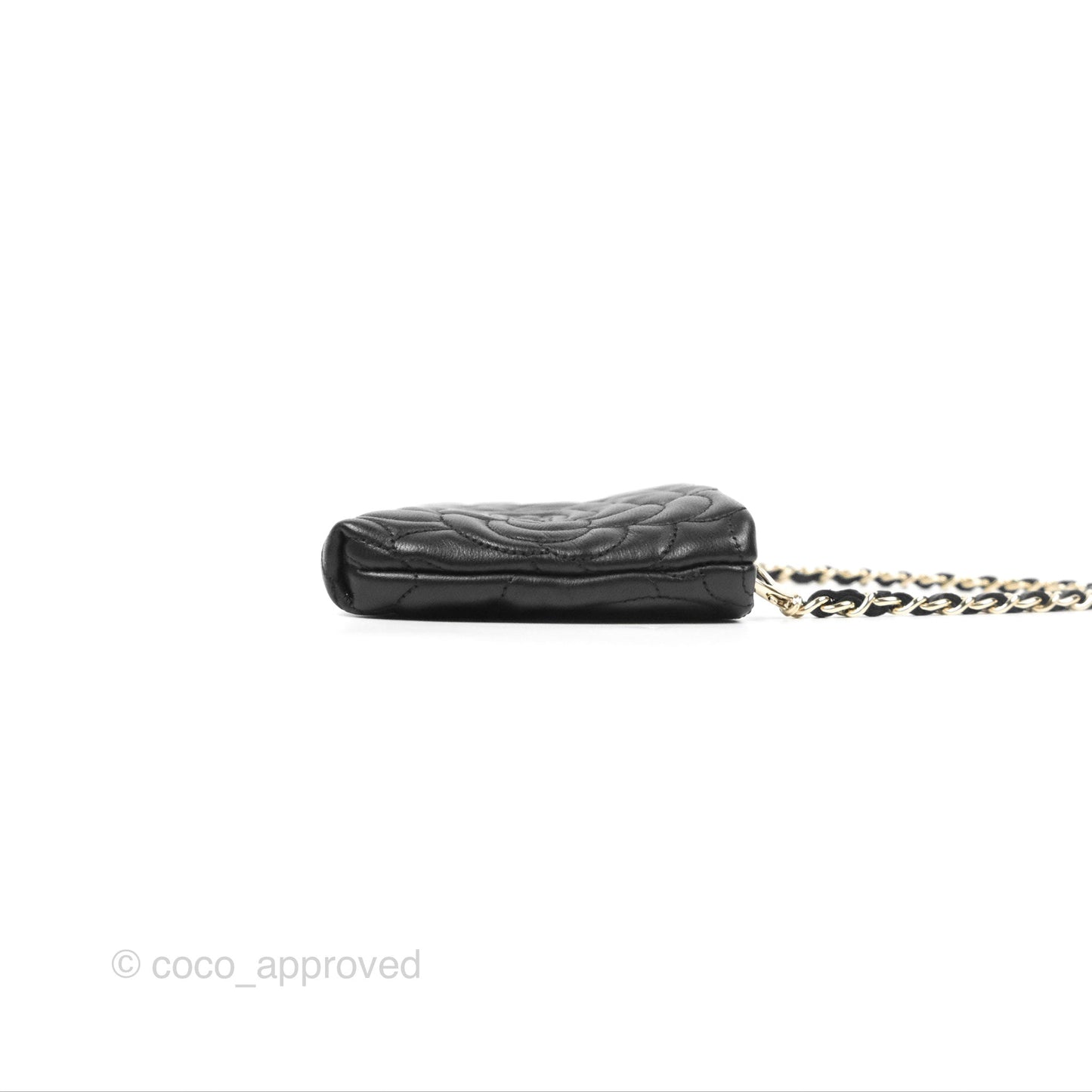 Chanel Camellia Pochette Clutch Black Lambskin Gold Hardware