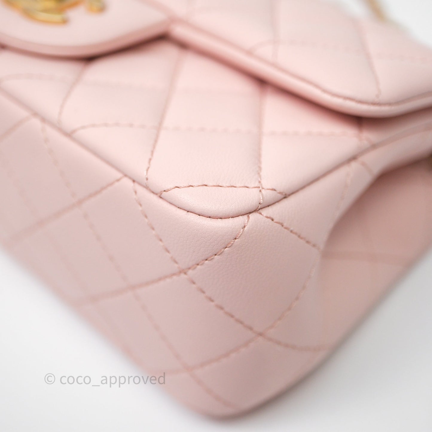 Chanel Mini Rectangular Pearl Crush Baby Pink Lambskin Aged Gold Hardware