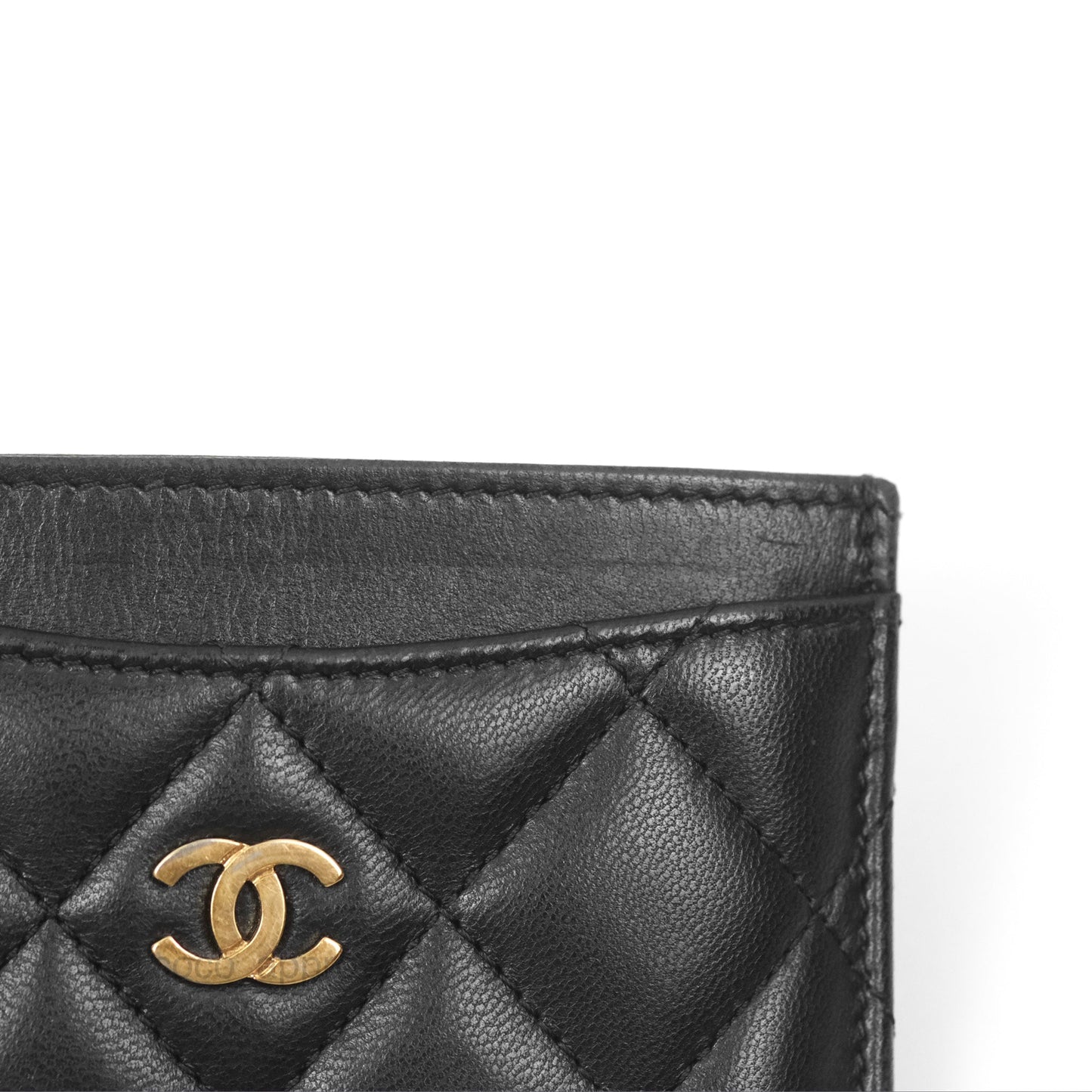 Chanel Classic Flat Card Holder Black Lambskin Gold Hardware