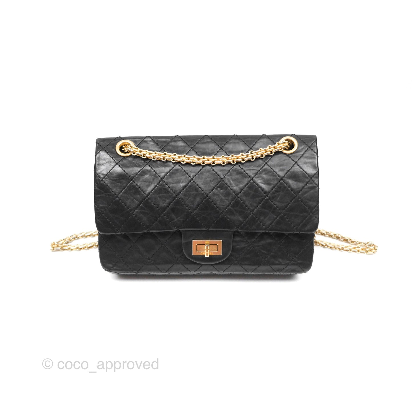 Chanel Reissue 225 Quilted Black Aged Calfskin Aged Gold Hardware