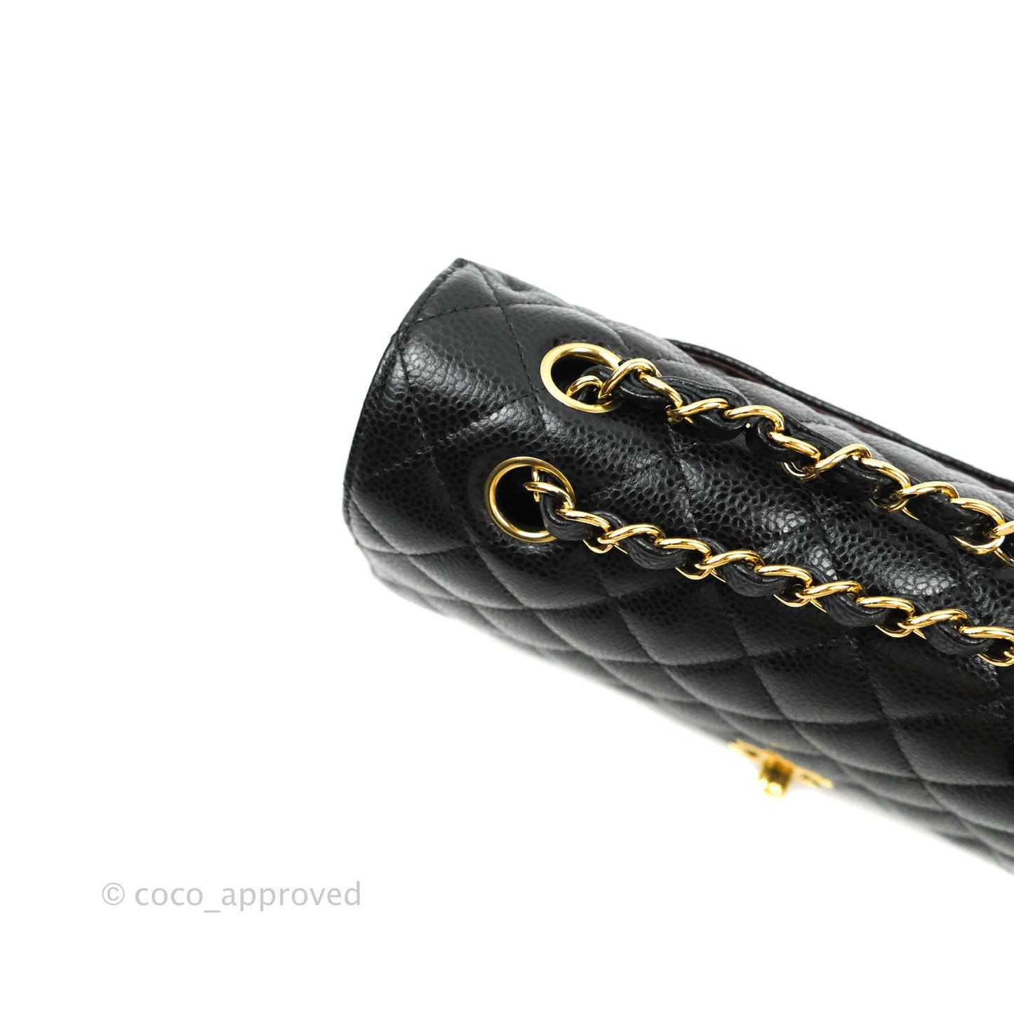 Chanel Quilted M/L Medium Double Flap Black Caviar Gold Hardware