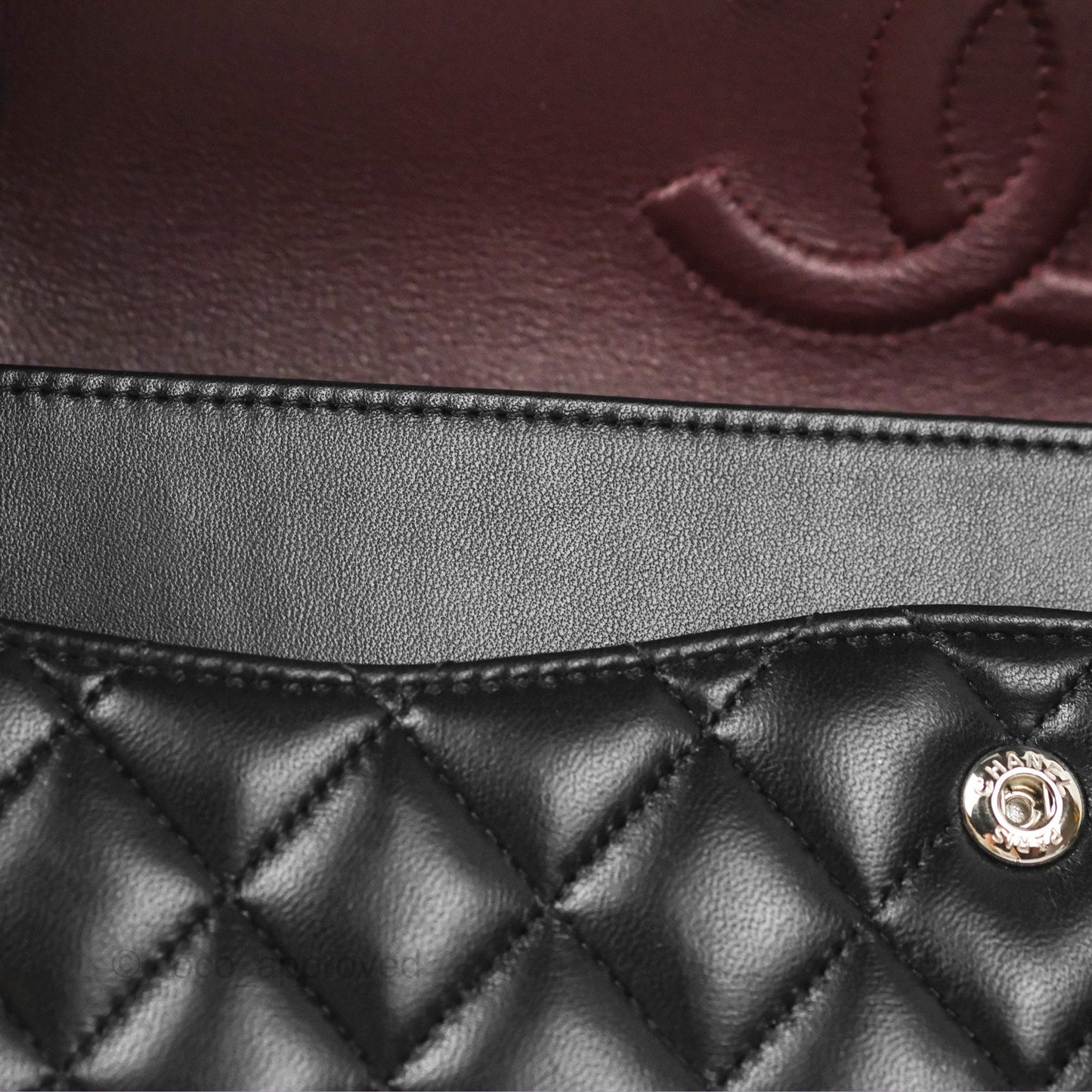 Chanel Classic M/L Medium Flap Quilted Black Lambskin Silver Hardware