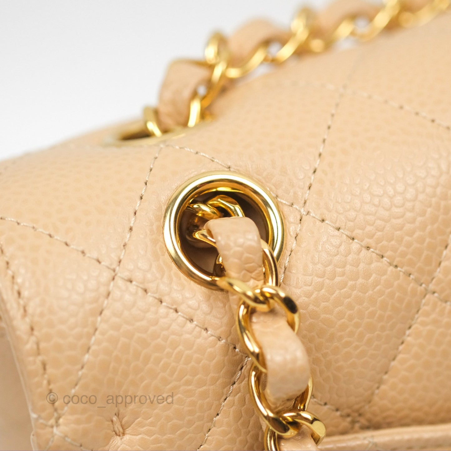 Chanel Small Quilted Classic Flap Beige Caviar Gold Hardware