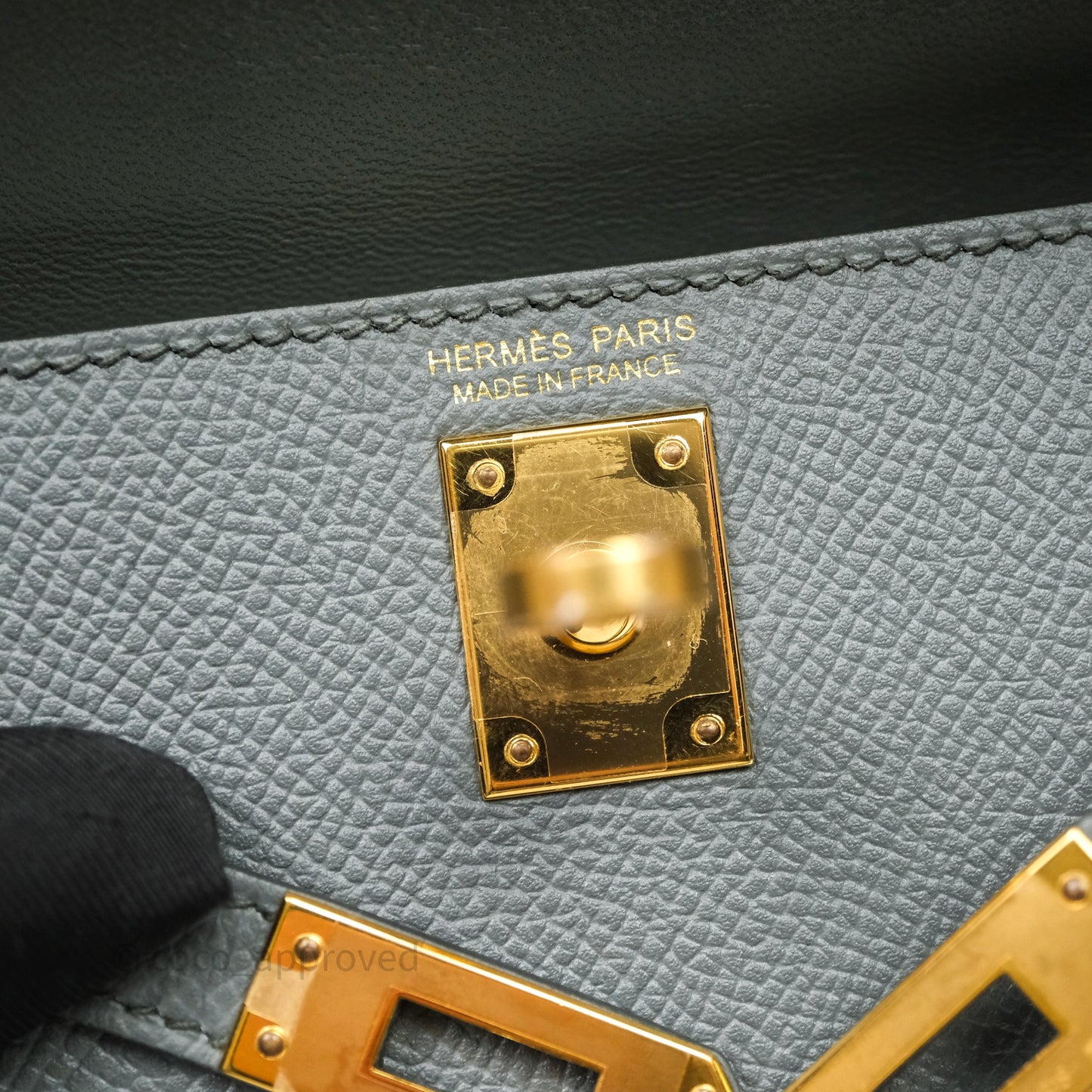 Hermès Mini Kelly Vert Amande 63 Epsom Gold Hardware