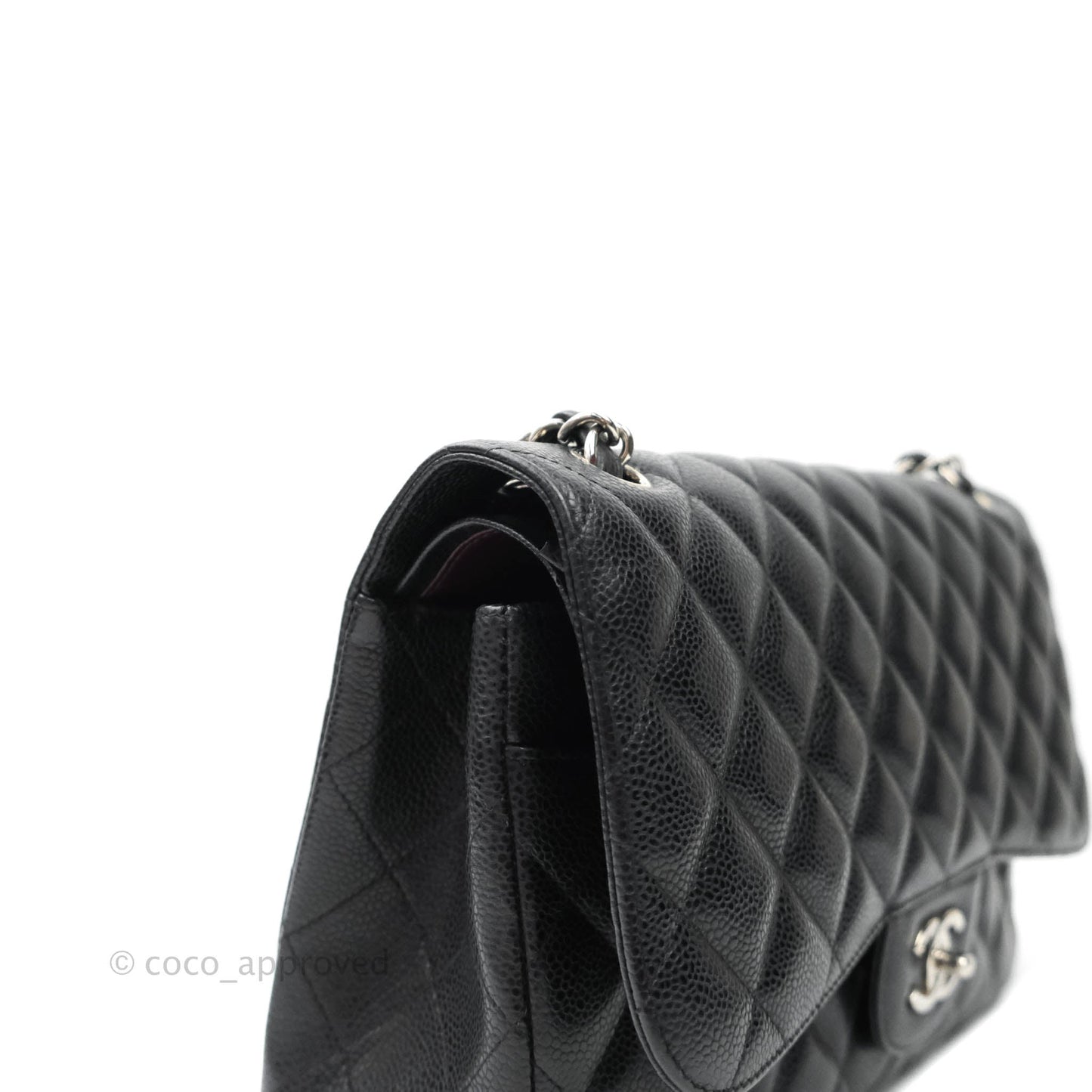 Chanel Quilted Jumbo Double Flap Black Caviar Silver Hardware⁣⁣