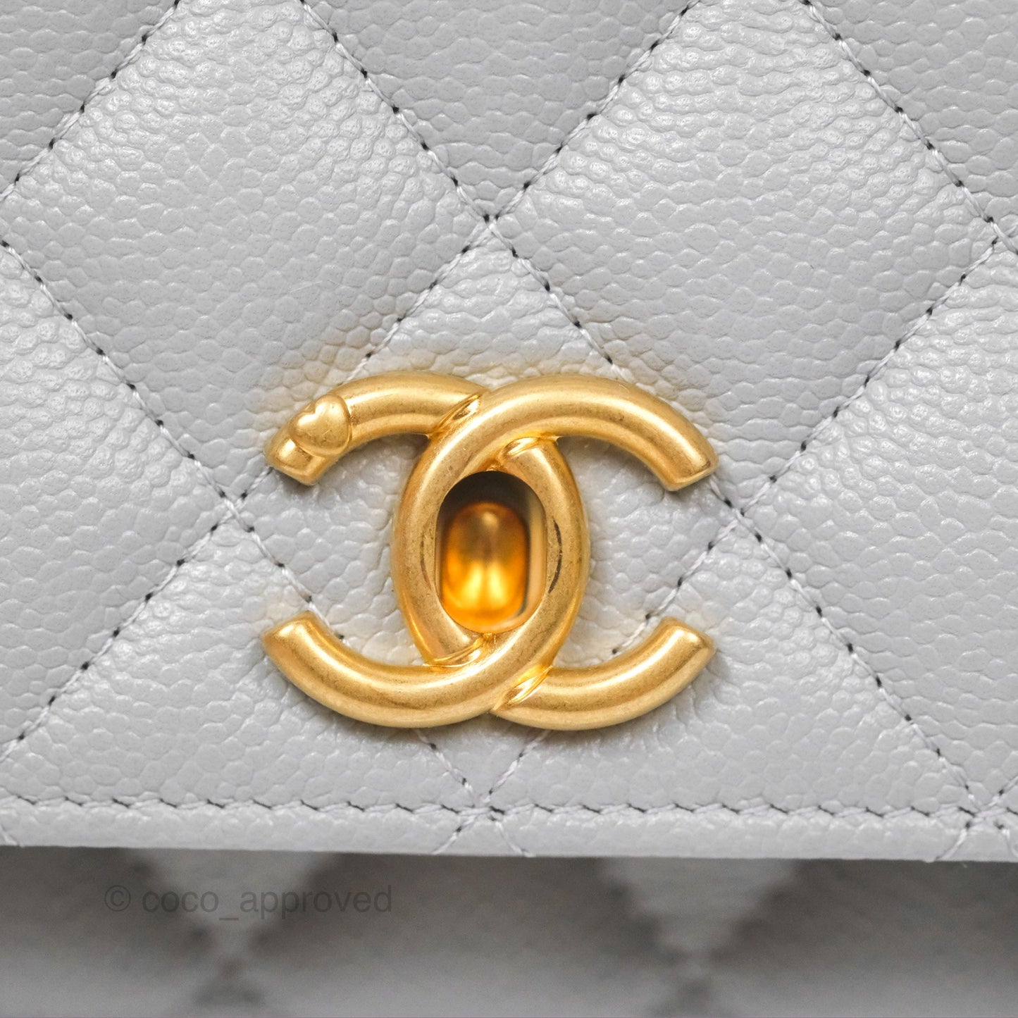 Chanel Heart Adjustable Chain WOC Grey Caviar Aged Gold Hardware