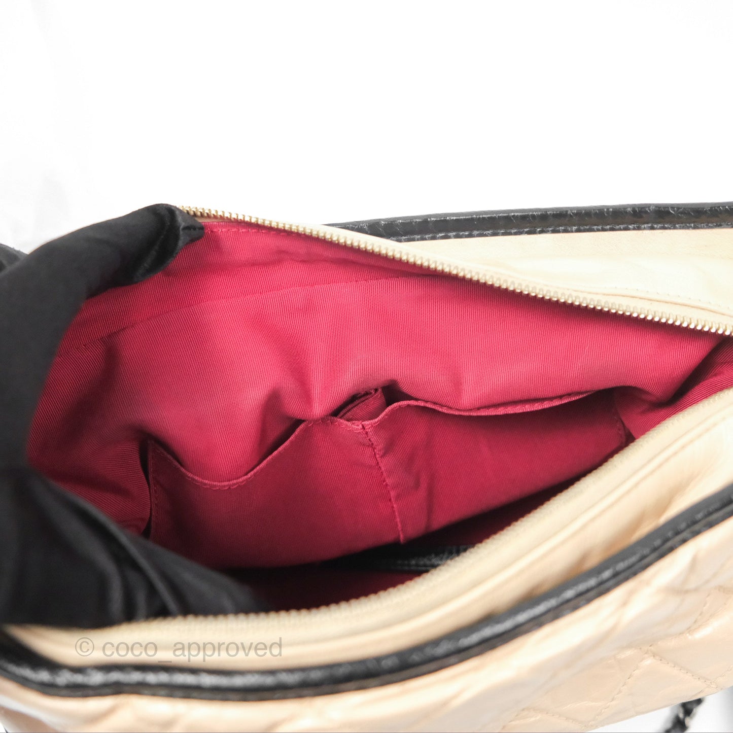 Chanel Large Gabrielle Hobo Black Beige Aged Calfskin Mixed Hardware