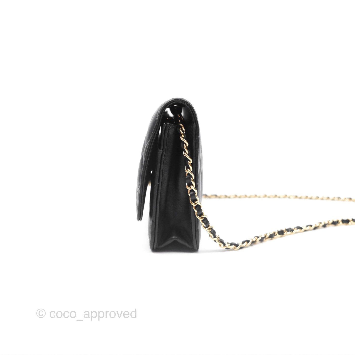 Chanel Quilted Classic Wallet on Chain WOC Black Lambskin Gold Hardware