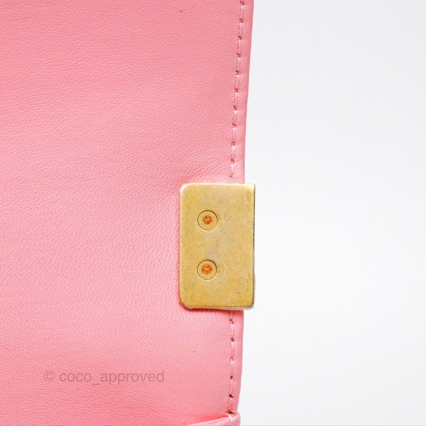 Chanel Small Boy Chevron Fabric Braided Pink Aged Gold Hardware