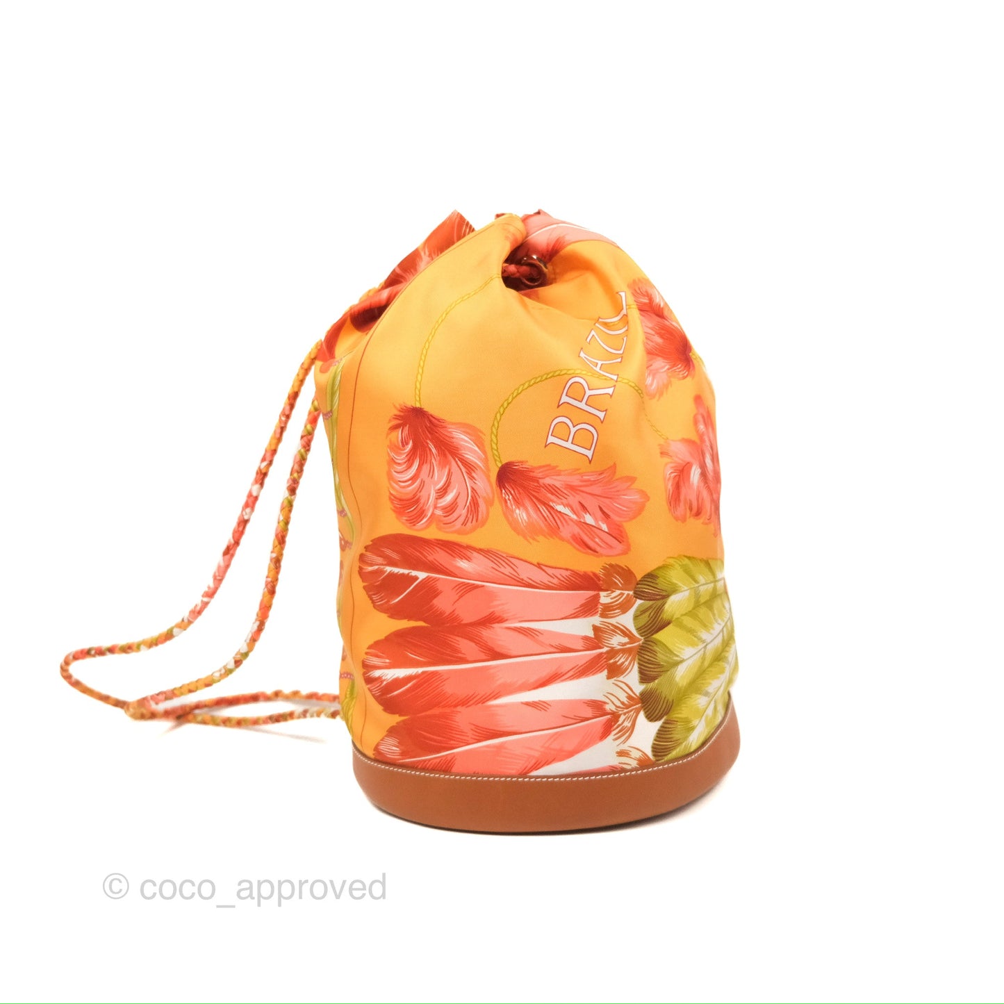 Hermes Sac Soie Cool Drawstring Backpack Orange
