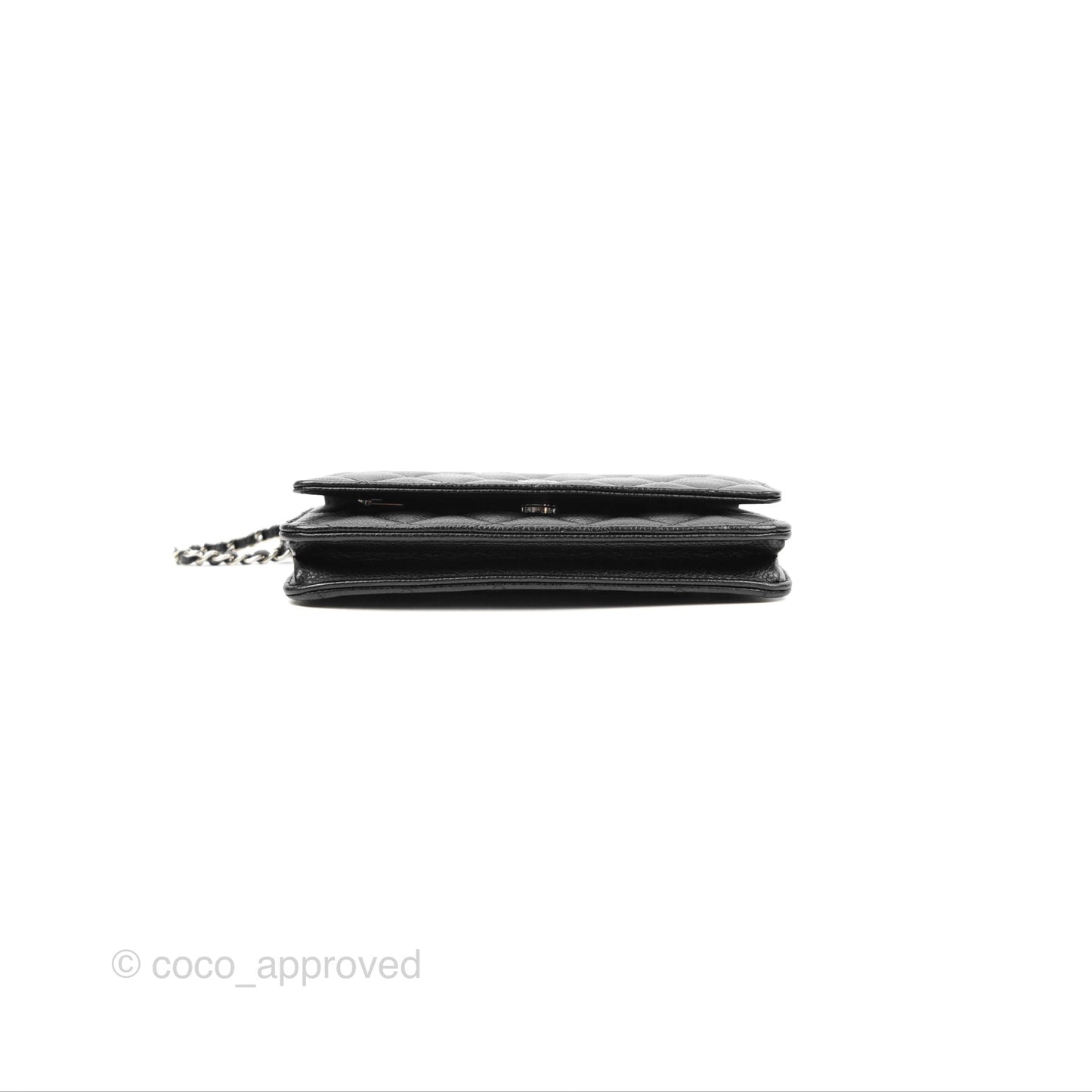 Chanel Quilted Classic Wallet On Chain WOC Black Caviar Silver Hardware