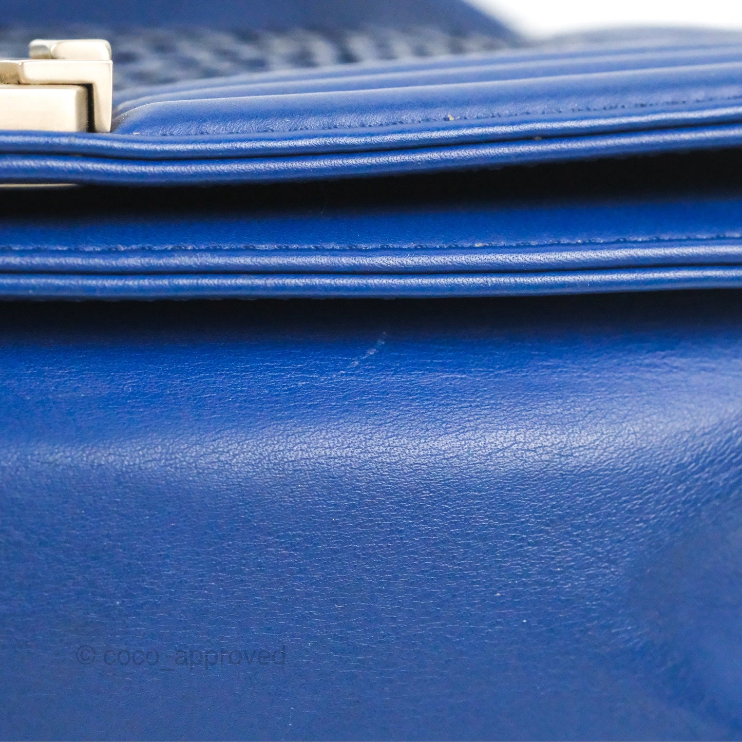 Chanel Medium Boy Blue Python Matte Silver Hardware