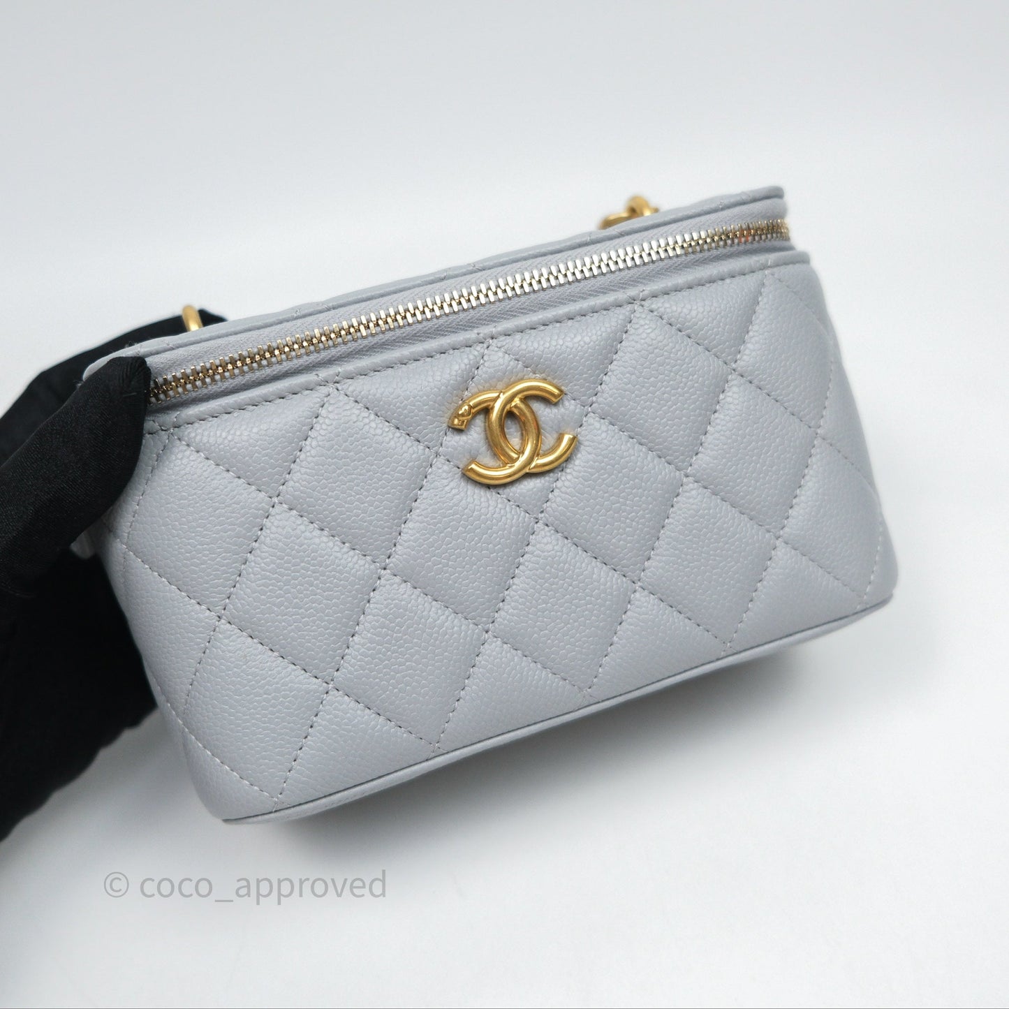 Chanel Heart Crush Vanity With Chain Grey Caviar Aged Gold Hardware