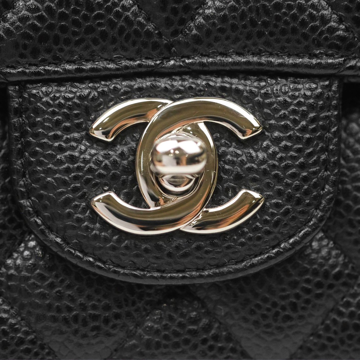 Chanel Classic M/L Medium Flap Quilted Black Caviar Silver Hardware