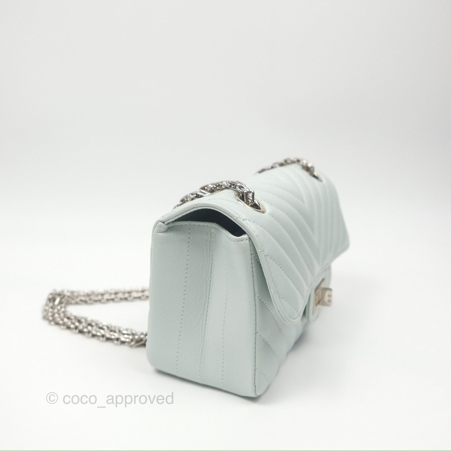 Chanel Mini Reissue 224 Blue Aged Calfskin Silver Hardware