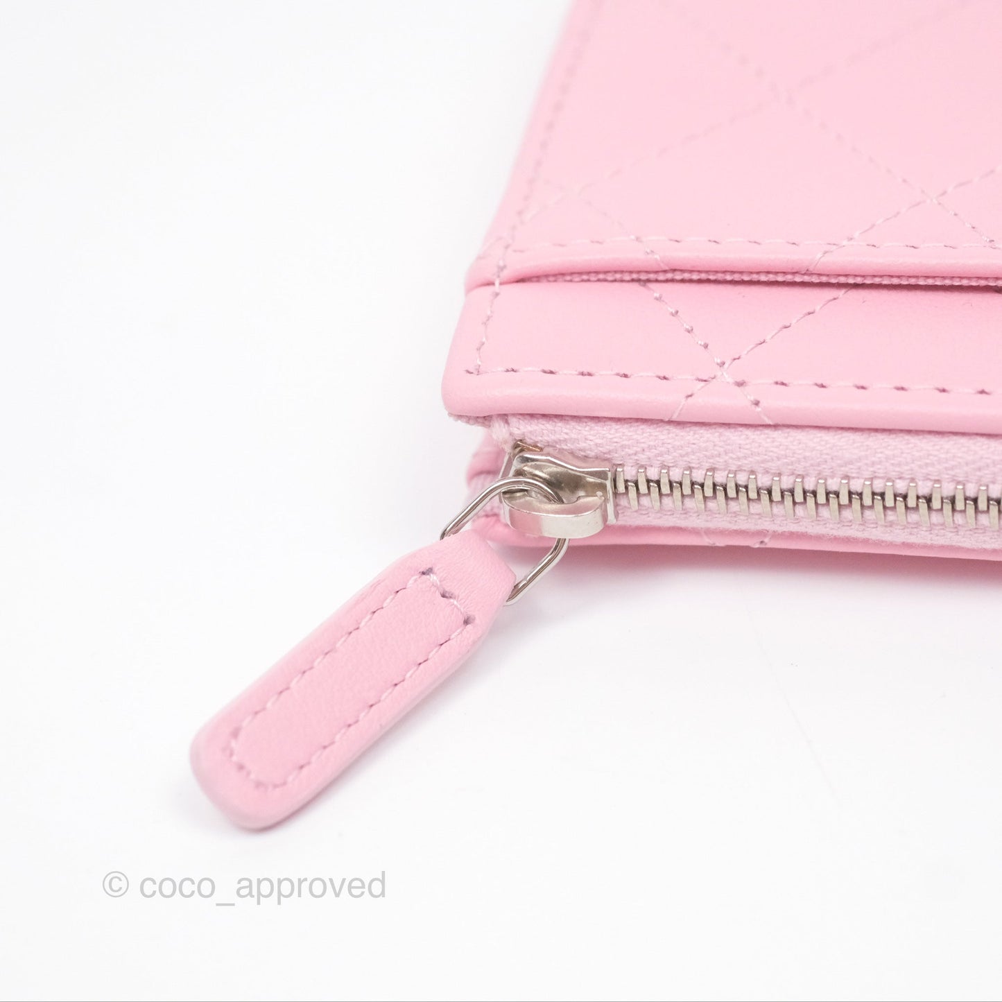 Chanel Classic Zipped Coin Purse Pink CC Silver Hardware
