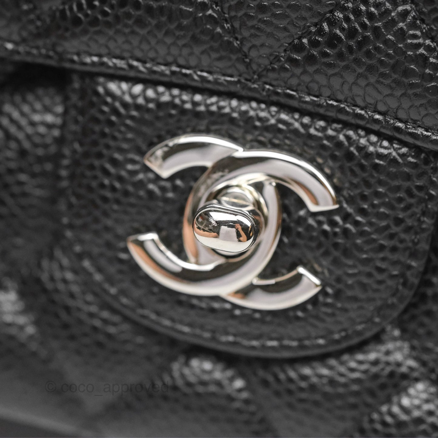 Chanel Classic M/L Medium Flap Quilted Black Caviar Silver Hardware