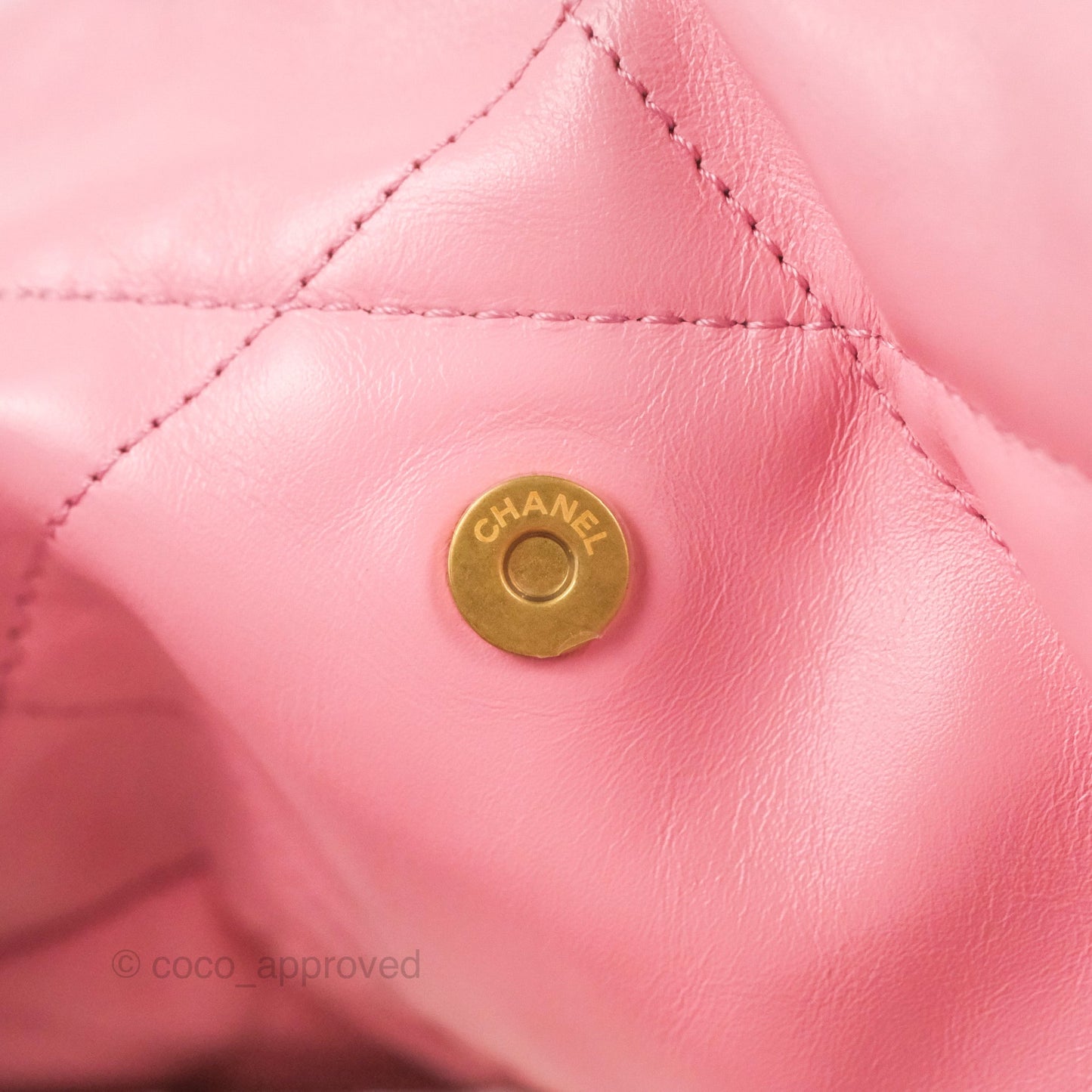 Chanel 22 Small  Light Pink Shiny Calfskin Aged Gold Hardware
