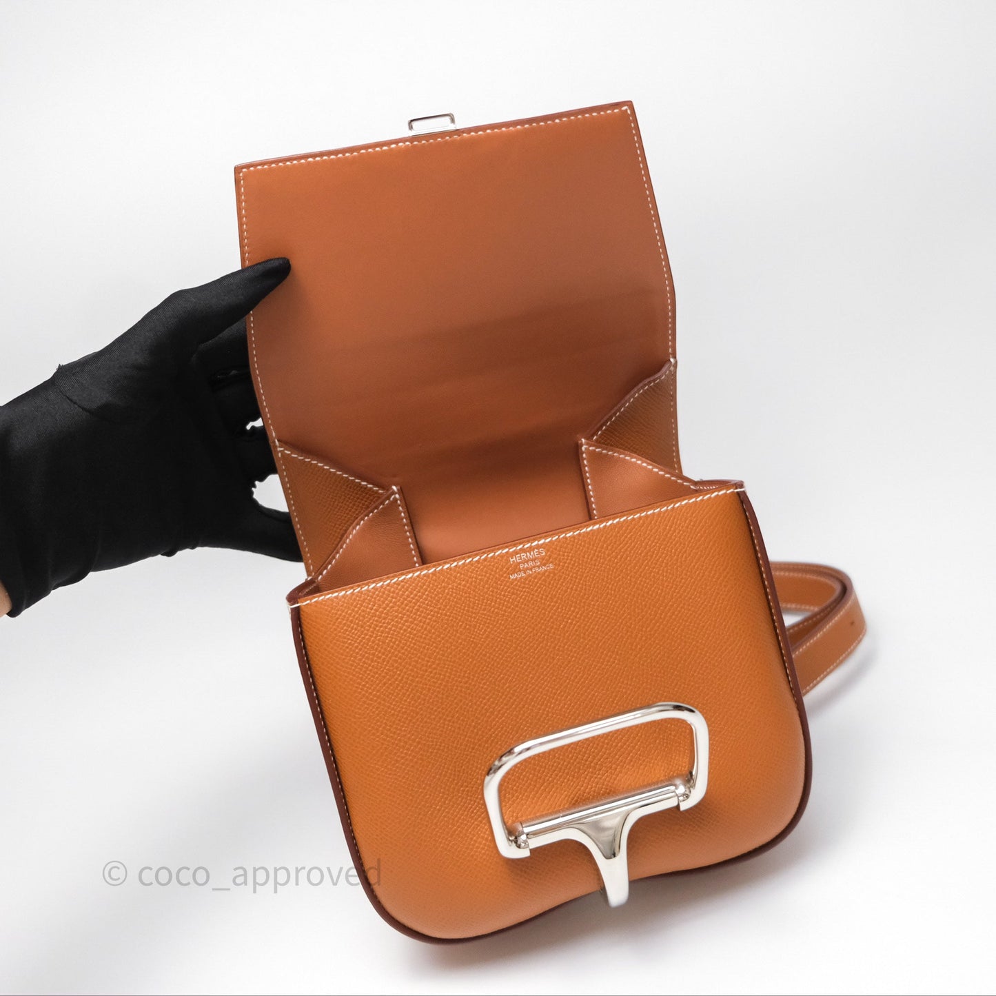 Hermès Della Cavalleria Mini Bag Gold 37 Epsom Palladium Hardware
