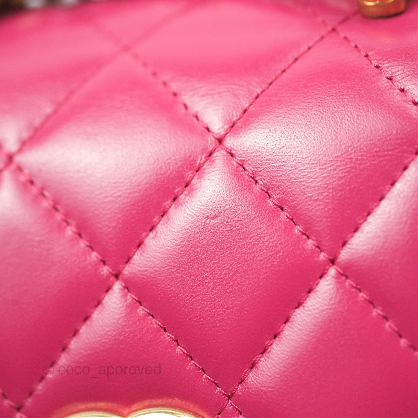 Chanel Quilted Perfect Fit Dark Pink Phone Holder Aged Gold Hardware