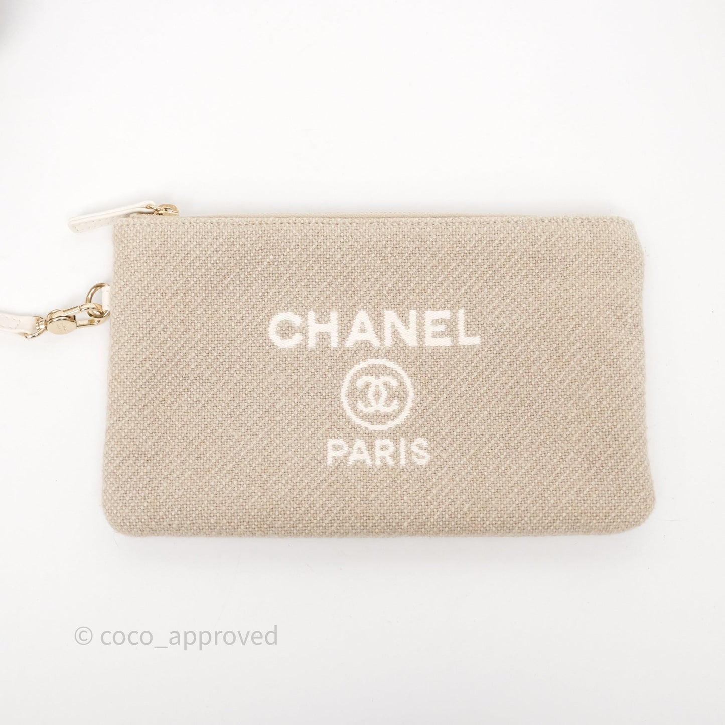 Chanel New Small Deauville Tote Beige Canvas Gold Hardware