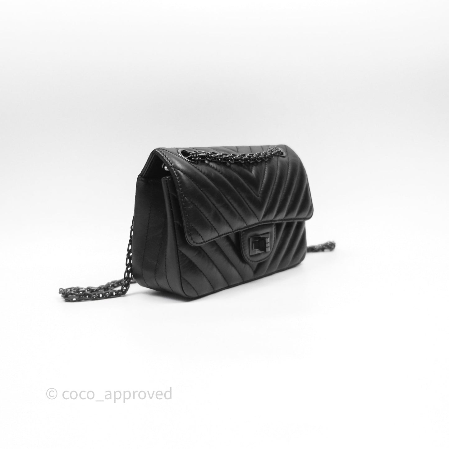 Chanel Mini Reissue 224 So Black Chevron Calfskin