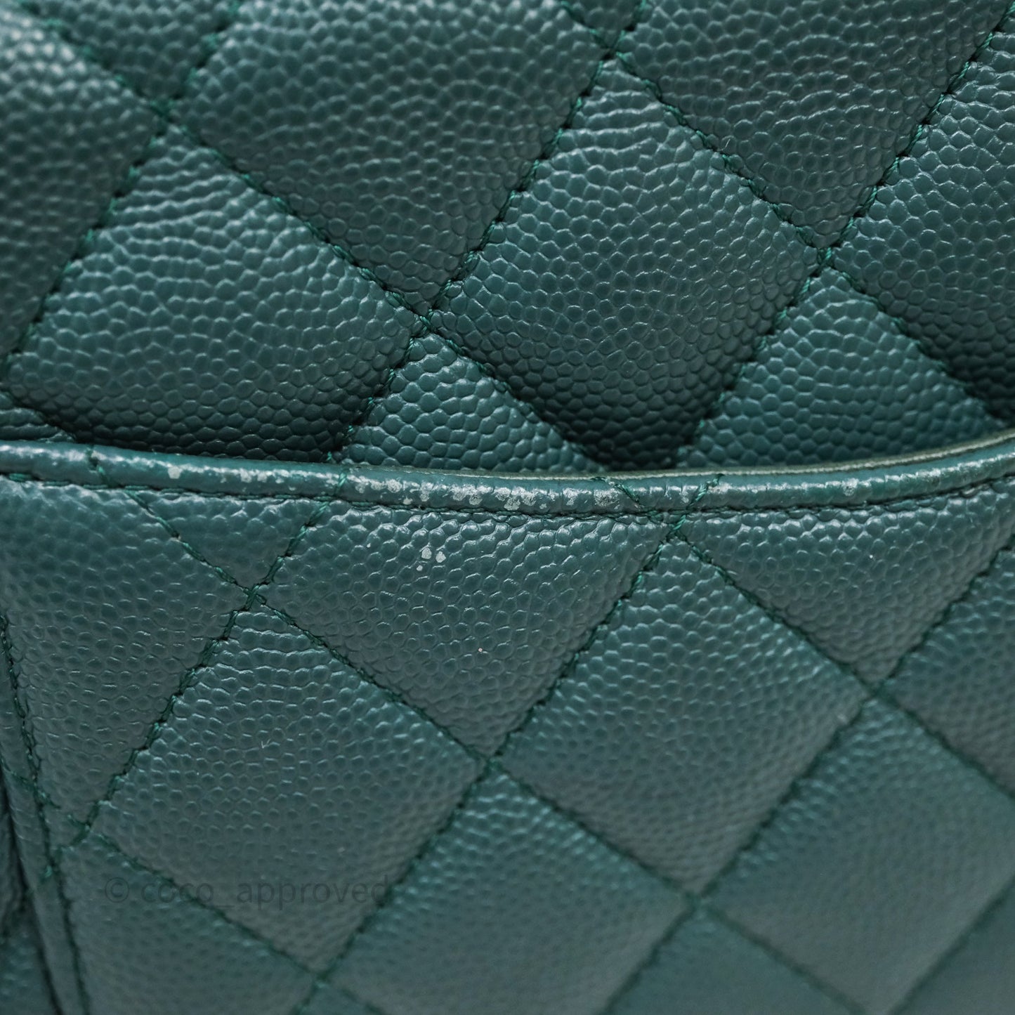 Chanel Quilted Mini Square Flap Dark Green Caviar Silver Hardware