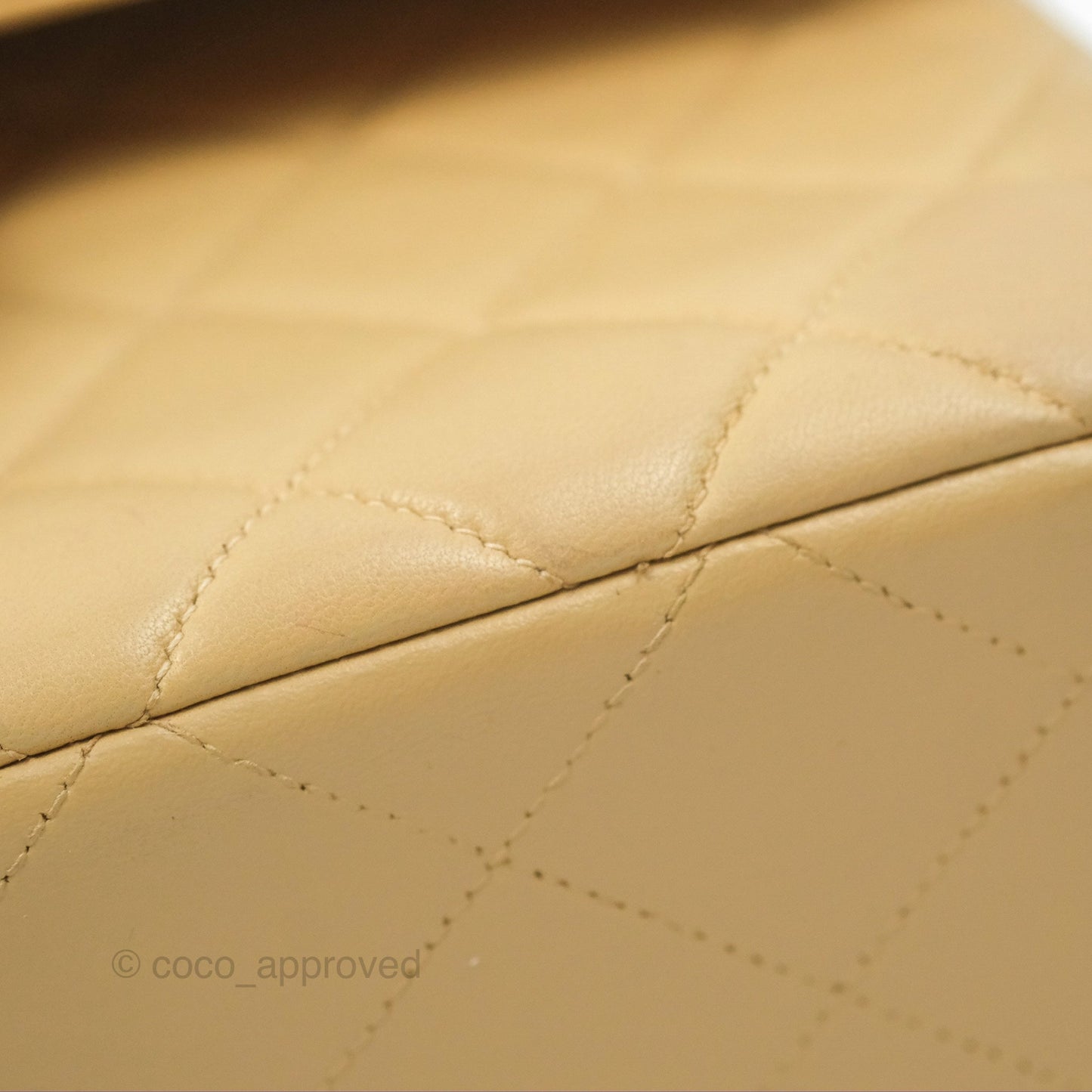 Chanel Vintage Double Sided Flap Bag Quilted Beige Lambskin Gold Hardware