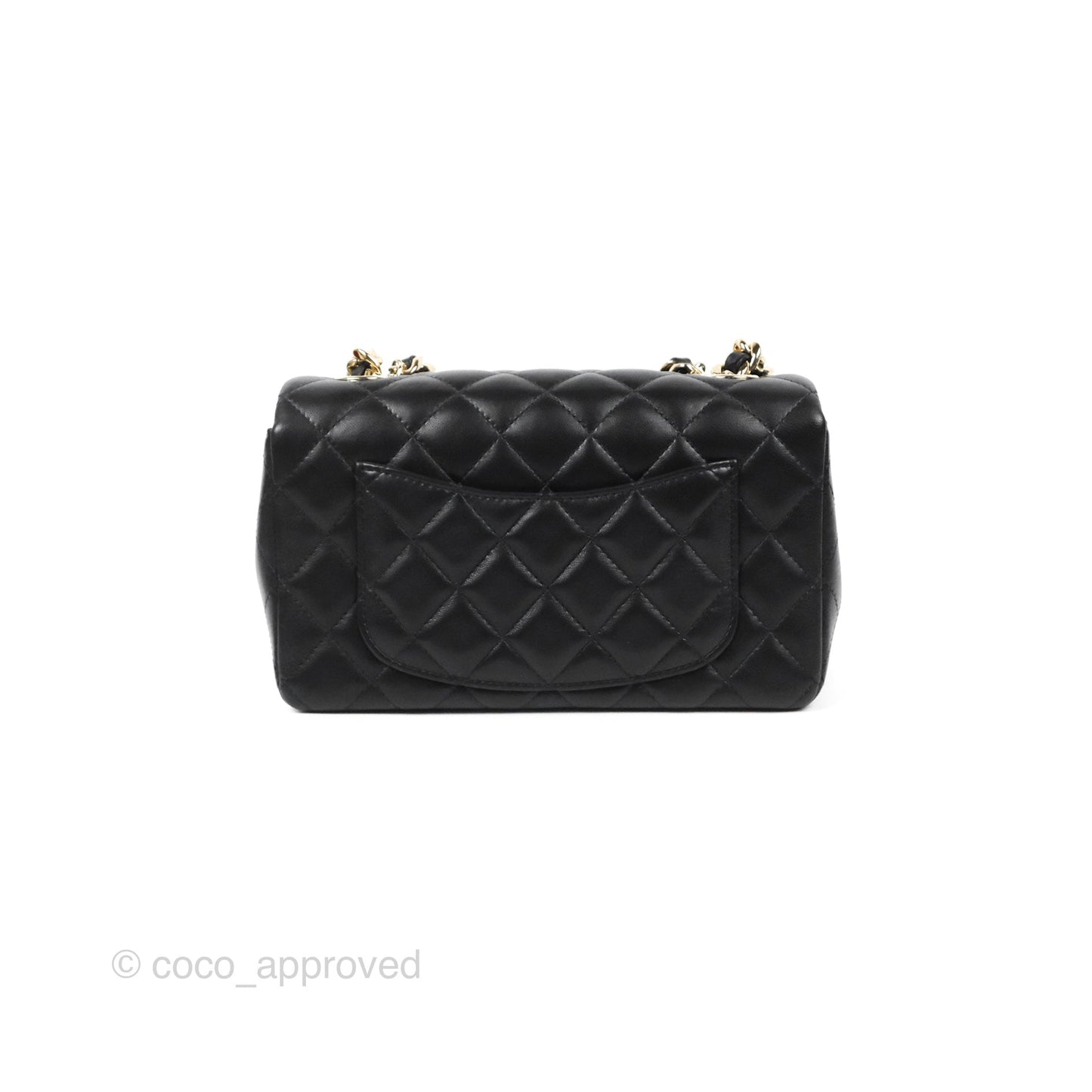 Chanel Quilted Mini Rectangular Lambskin Black Flap With Charms Gold Hardware 21C