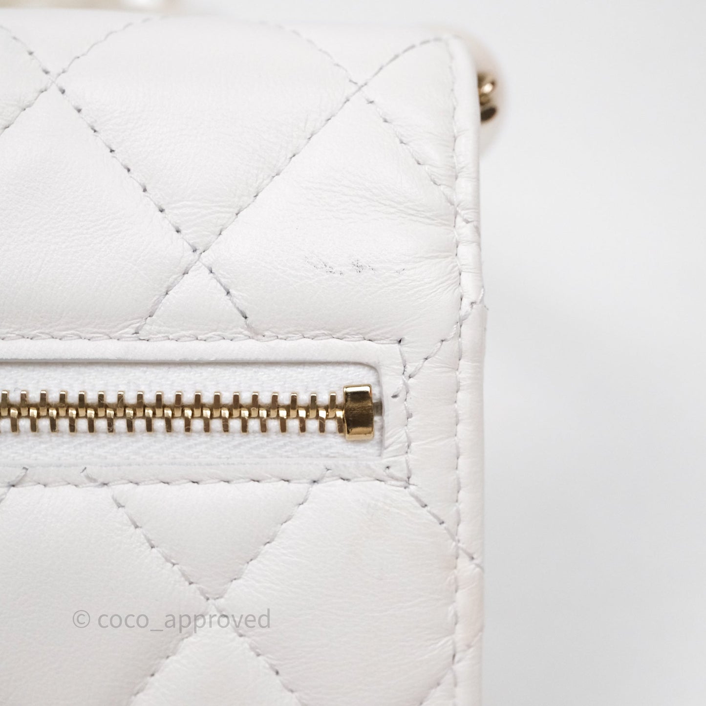 Chanel Mini Wallet On Large Pearl Chain WOC Quilted White Lambskin Gold Hardware