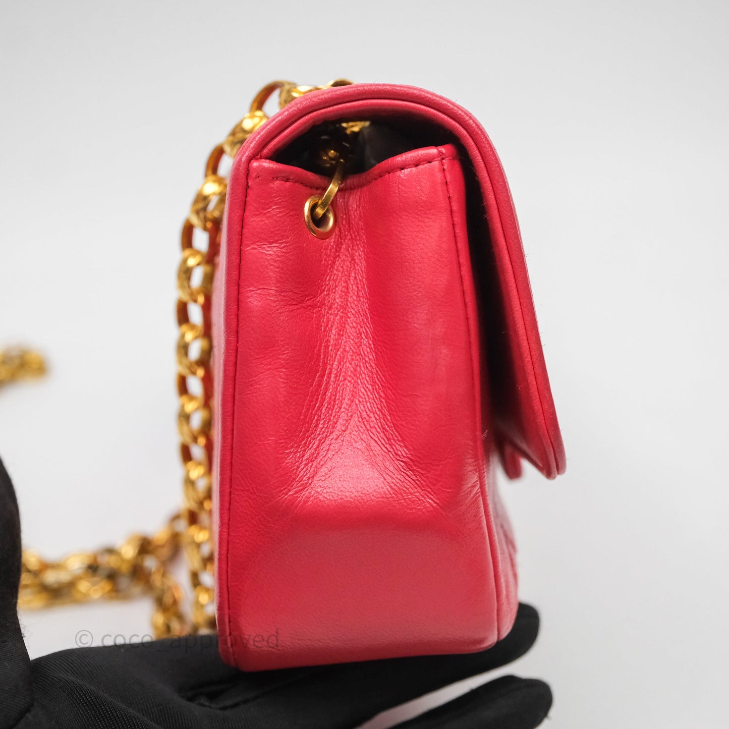 Chanel Vintage Mini Bijoux Chain Flap Bag Red Gold Hardware