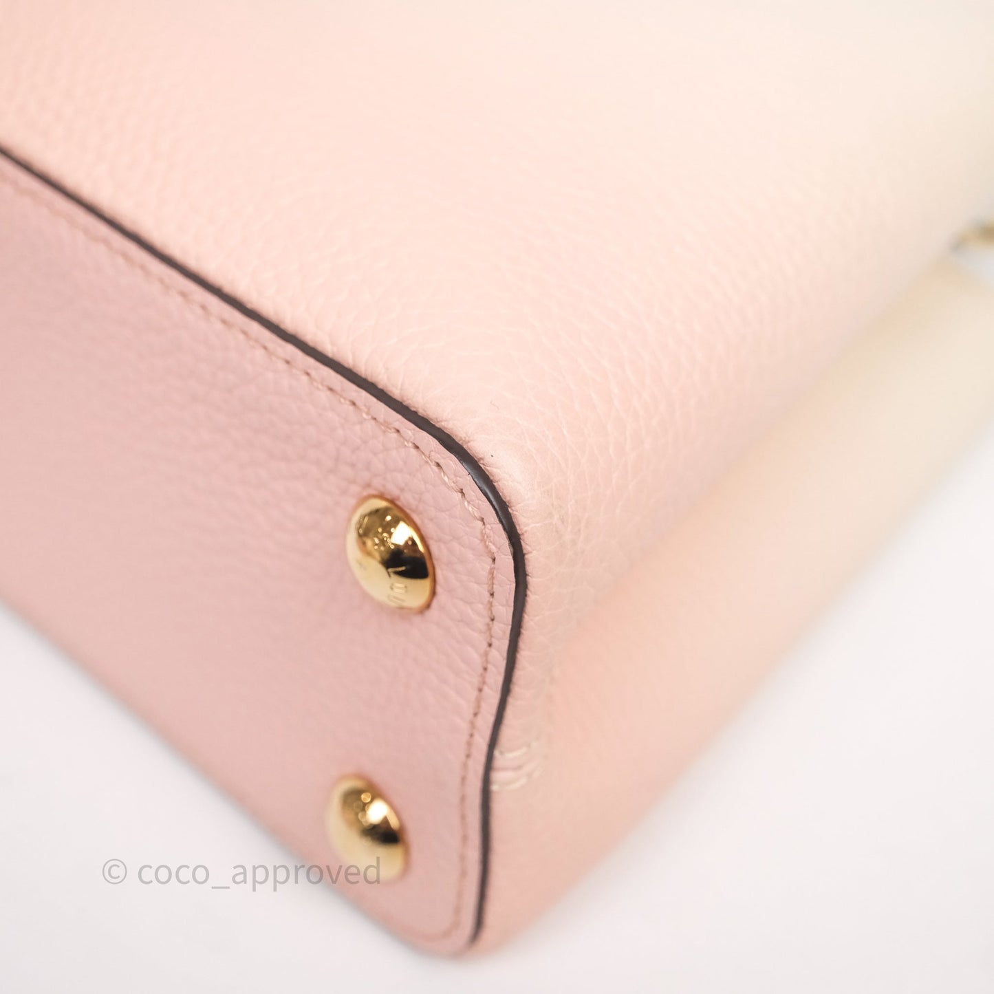 Louis Vuitton Capucines BB Creme Rose Jade Taurillon Leather Gold Hardware