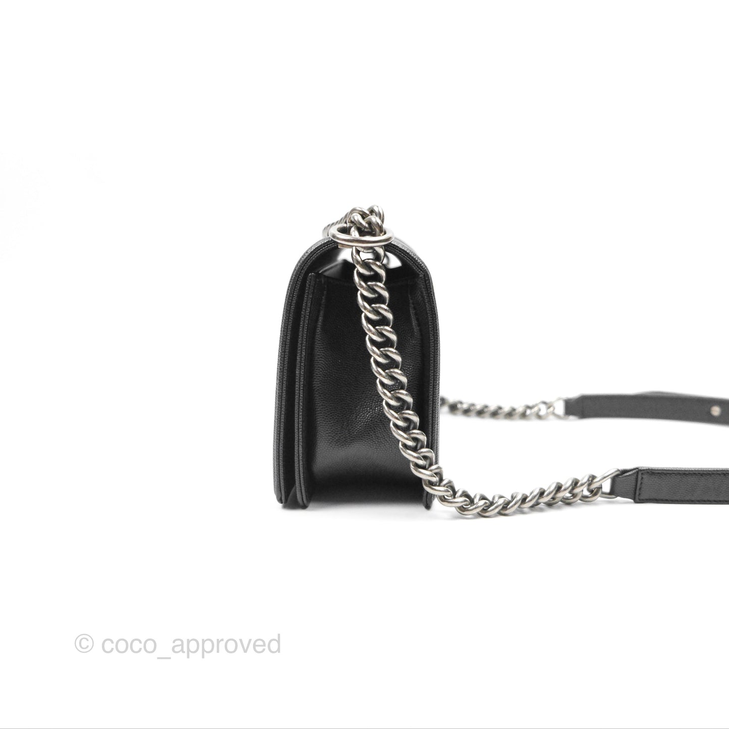 Chanel Quilted Medium Boy Black Caviar Ruthenium Hardware
