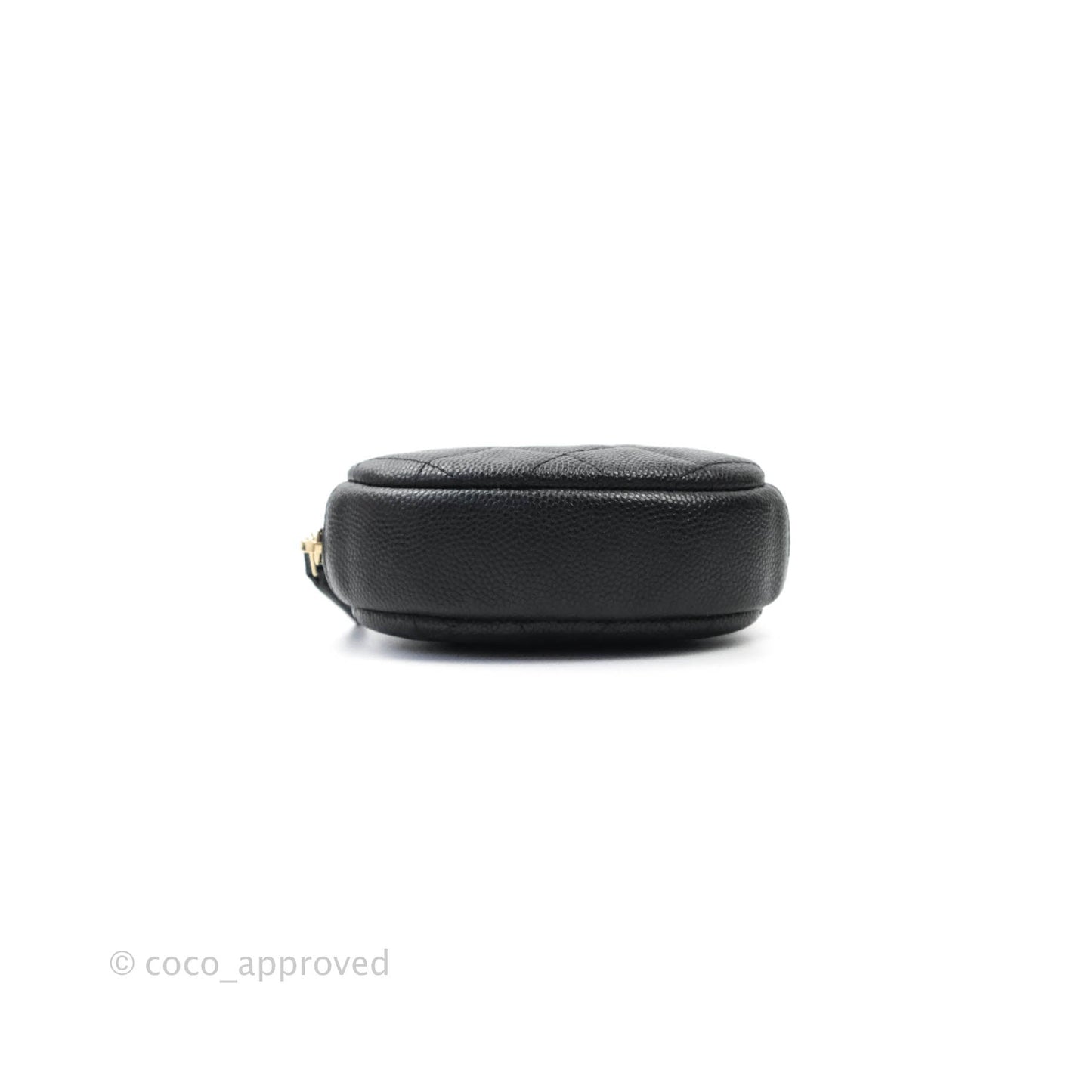 Chanel CC Round Coin Purse Black Caviar Gold Hardware