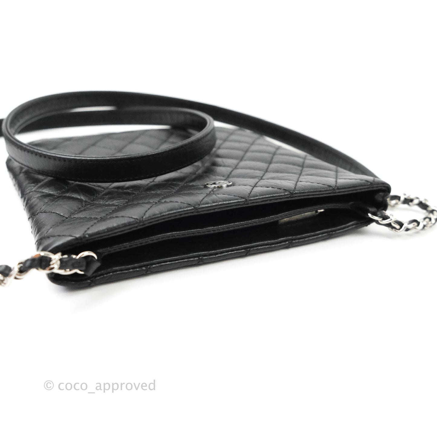 Chanel Quilted Black Crossbody Bag Silver Hardware