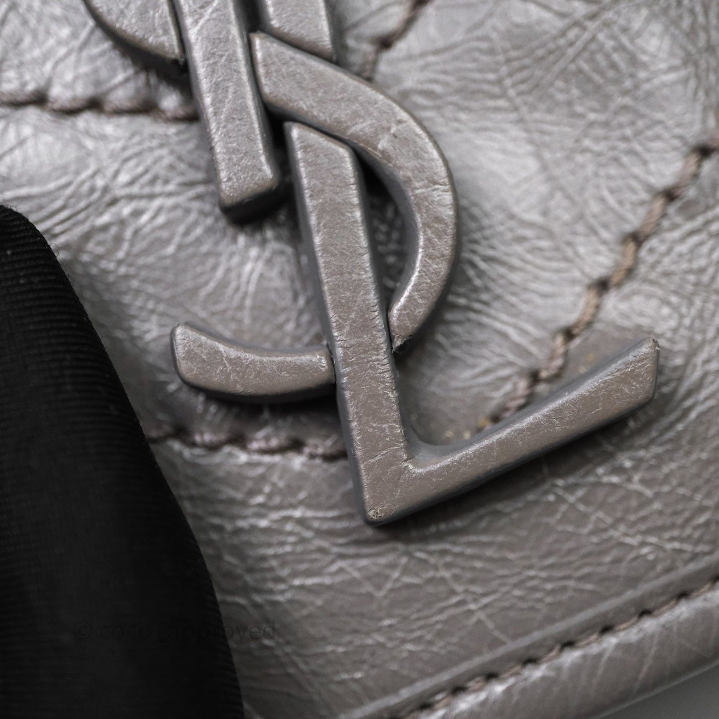 Saint Laurent Medium Niki Chain Bag Crinkled Calfskin Grey