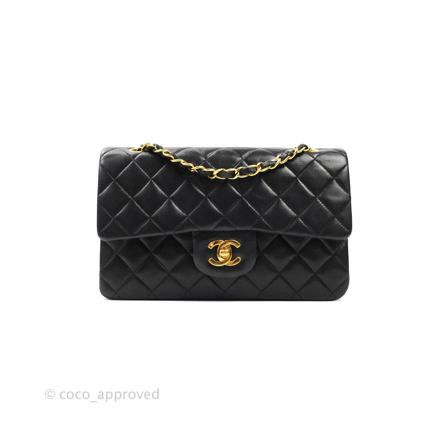 Chanel Classic Vintage Small S/M Flap Black Lambskin 24K Gold Hardware