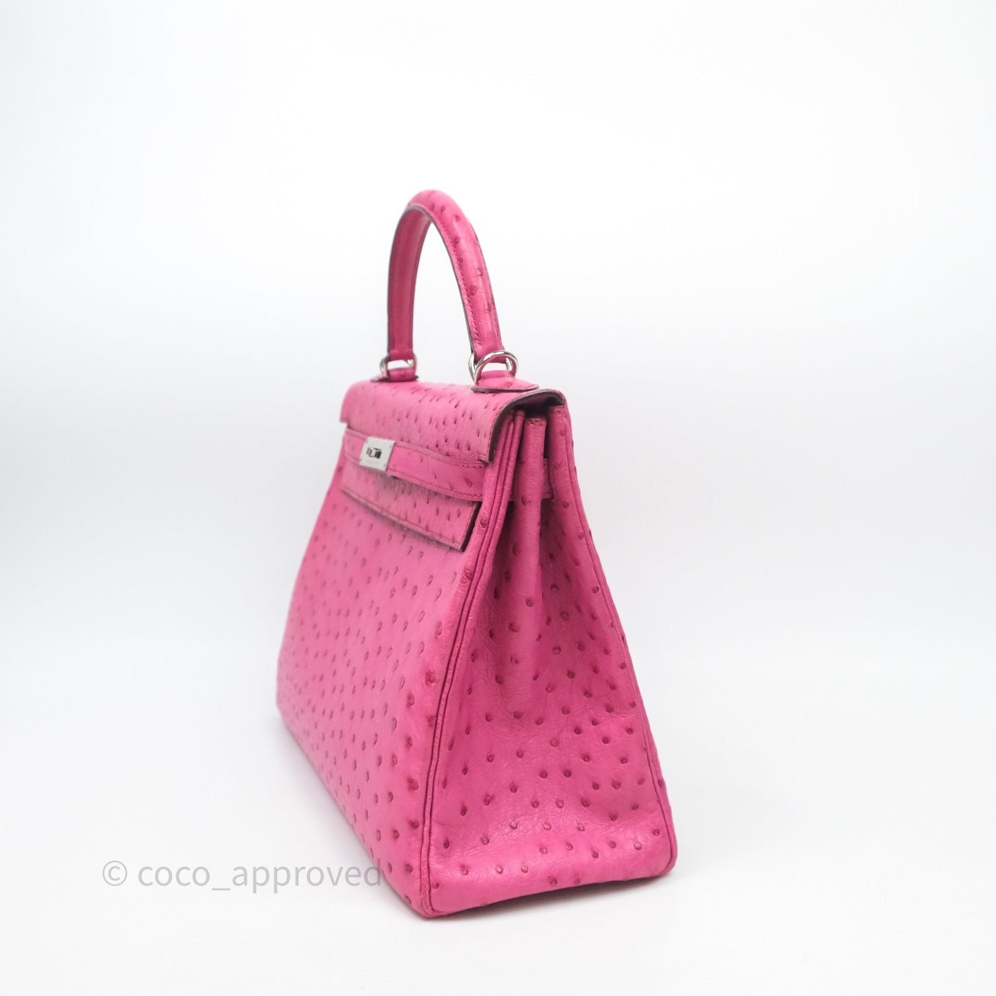 Hermes Kelly 32 Fuchsia Ostrich Palladium Hardware